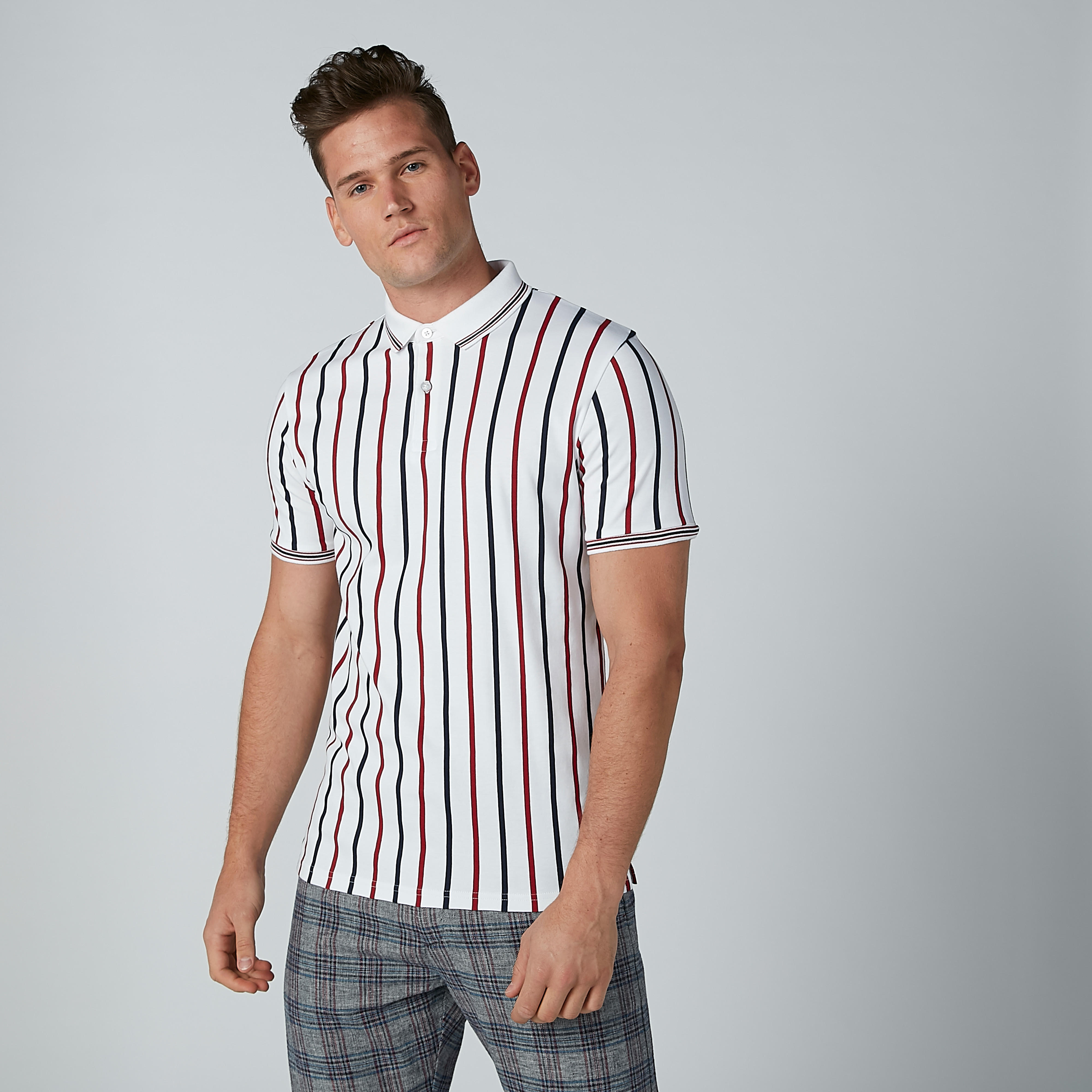 Striped Polo T-shirt with Short Sleeves-men-clothing-tshirtsandpolos-polos-image-1