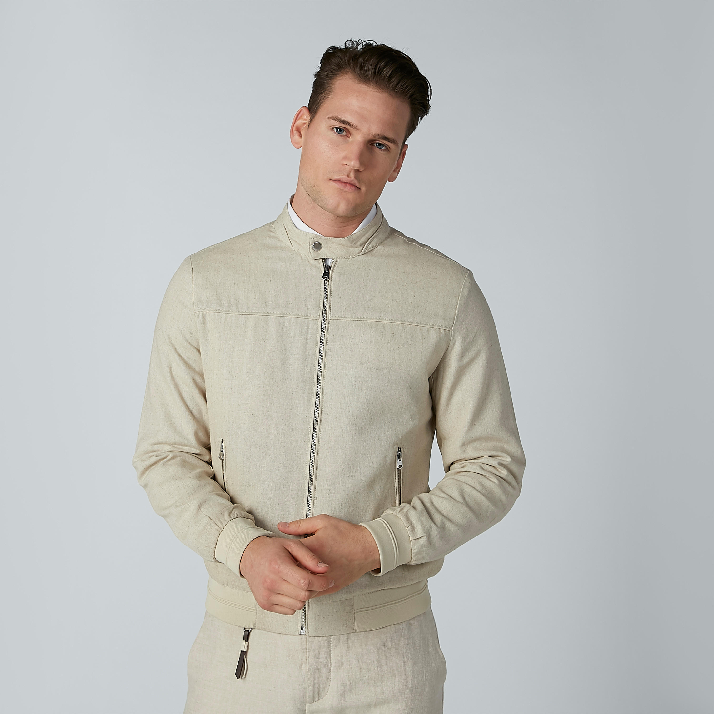 جاكيت بومبر سادة بأكمام طويلة وجيوب كانجارو-men-clothing-jacketsandblazers-jackets-image-1