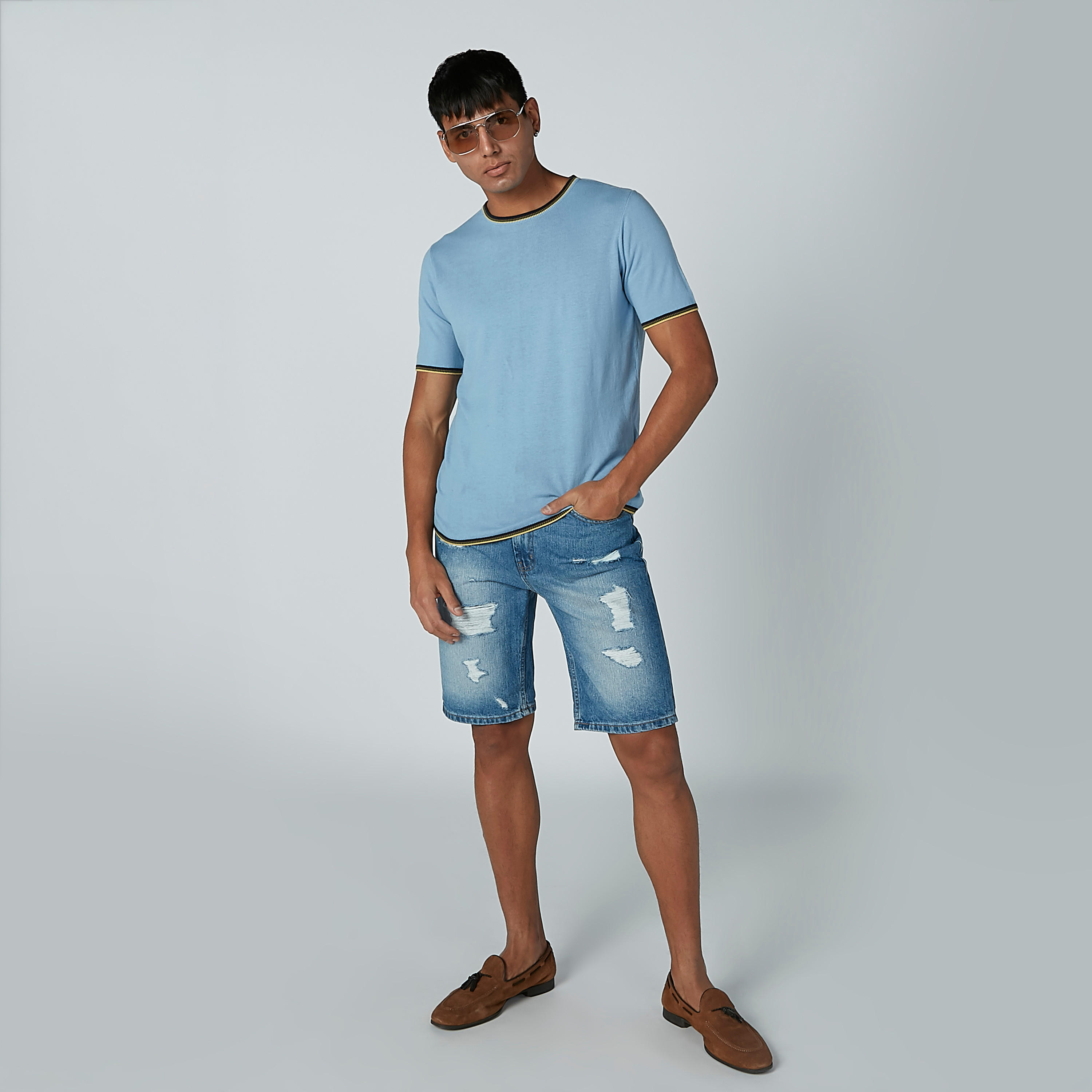 تيشيرت سادة بياقة مستديرة وأكمام قصيرة-men-clothing-tshirtsandpolos-tshirts-image-3