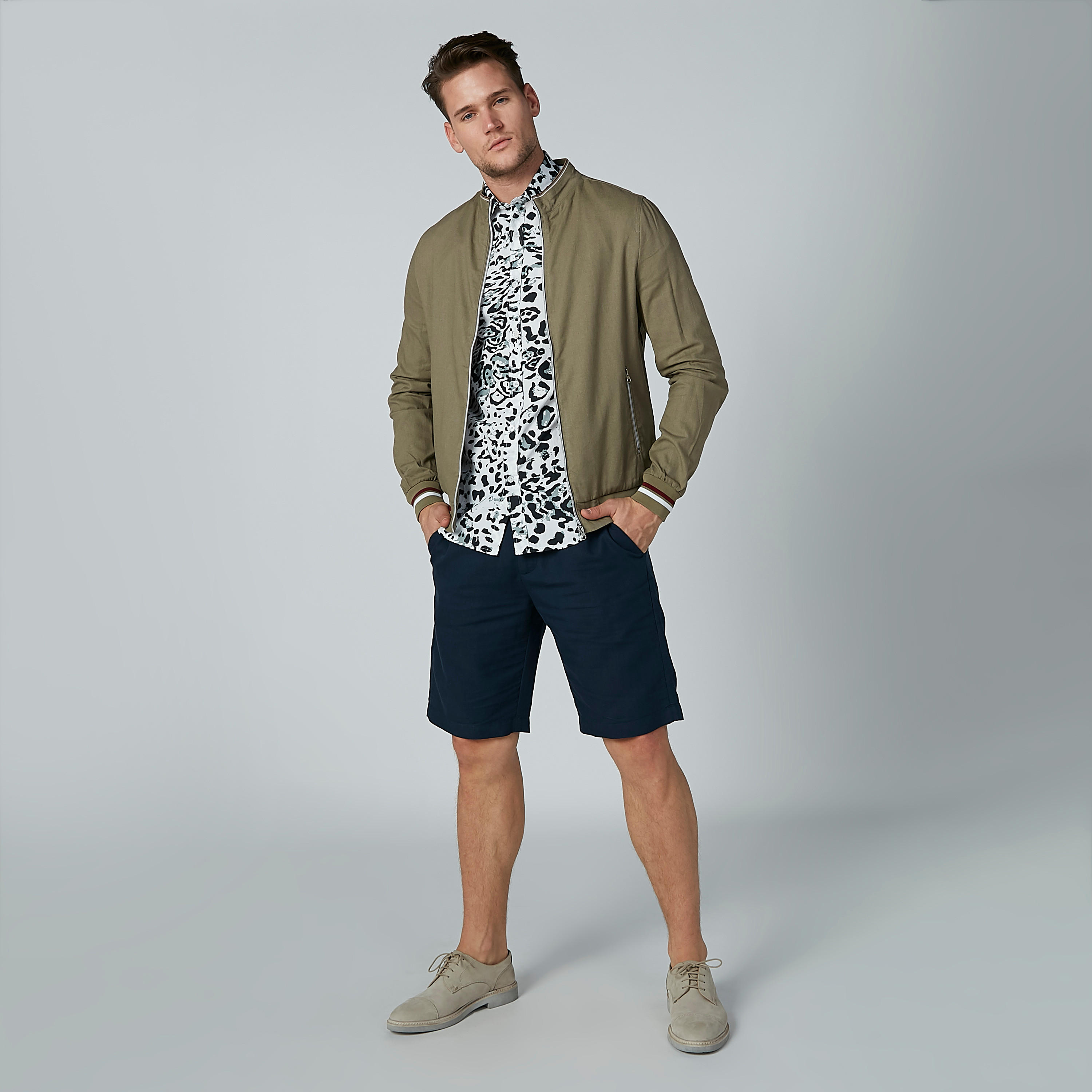 Animal Print Collared Shirt with Short Sleeves-men-clothing-shirts-image-2