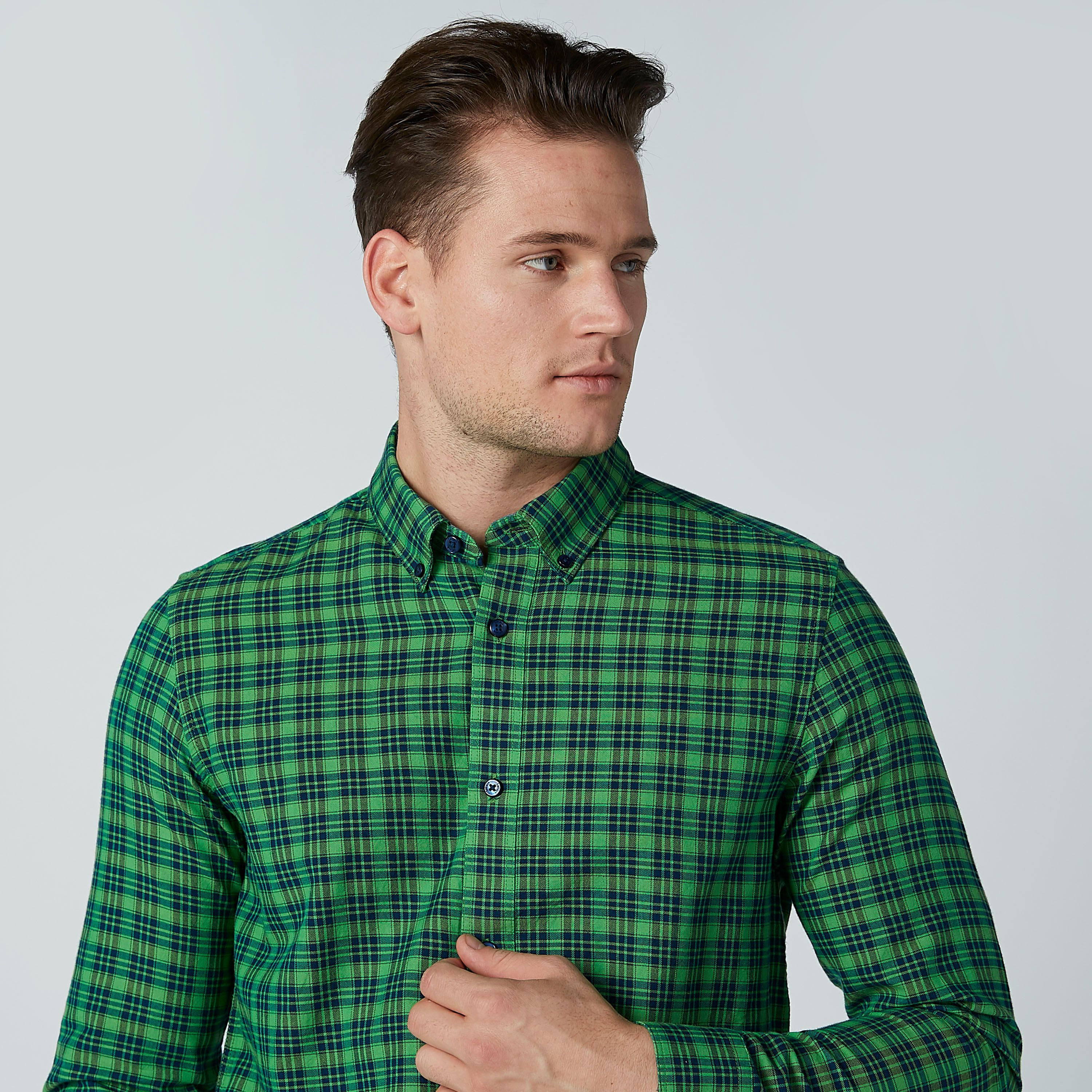 قميص كاروهات بأكمام طويلة وياقة عاديّة-men-clothing-shirts-image-1