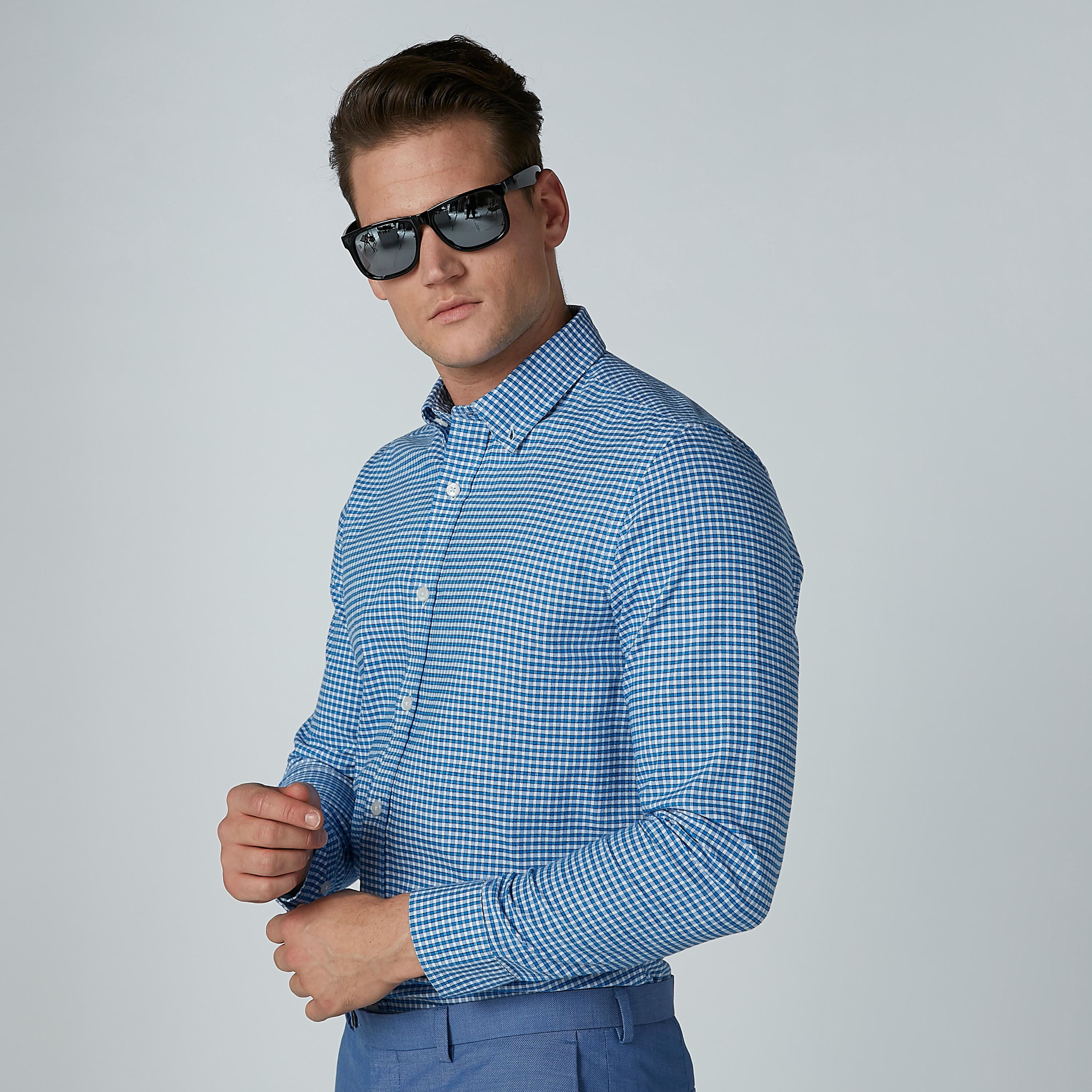 قميص كاروهات بأكمام طويلة وأزرار-men-clothing-shirts-image-1