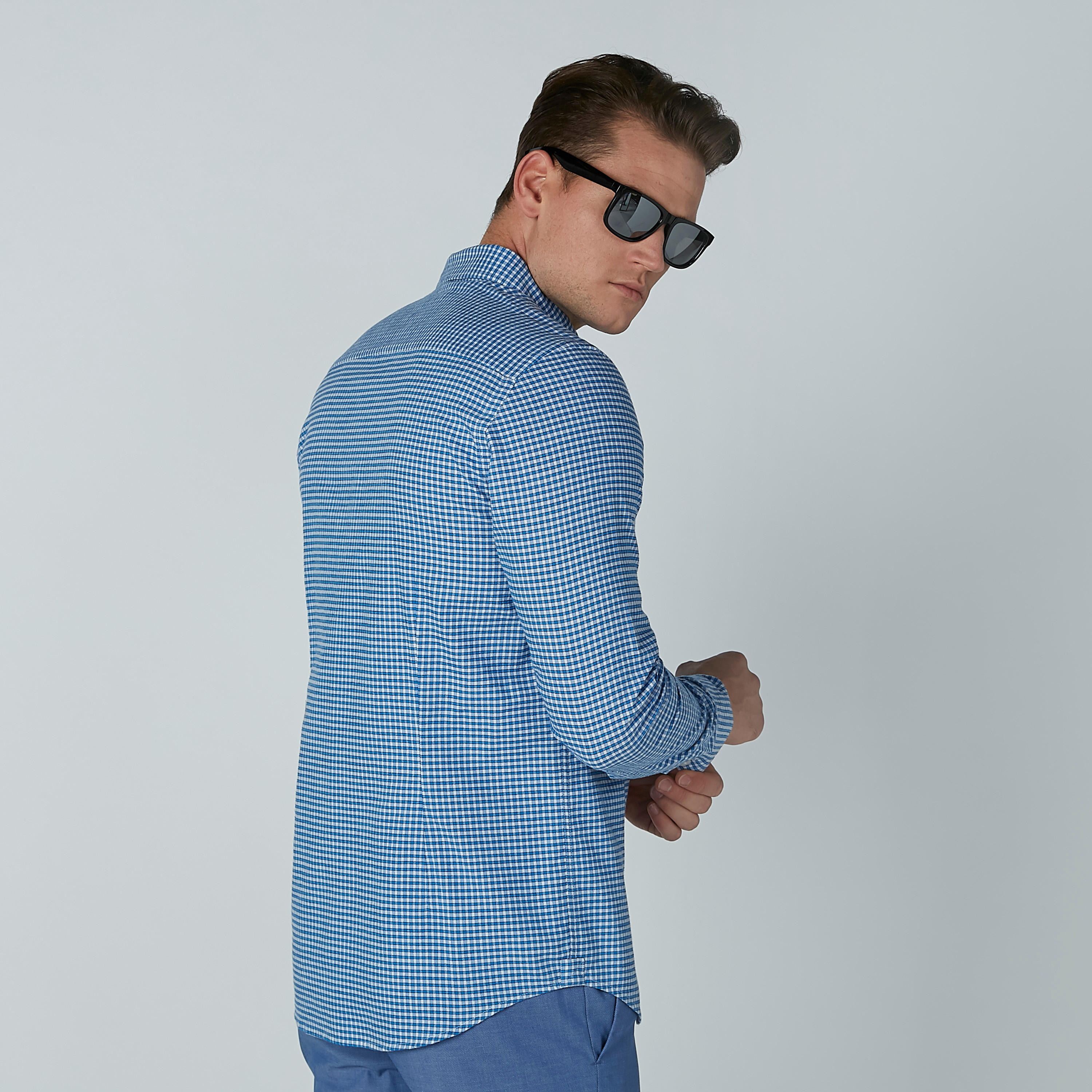 قميص كاروهات بأكمام طويلة وأزرار-men-clothing-shirts-image-4