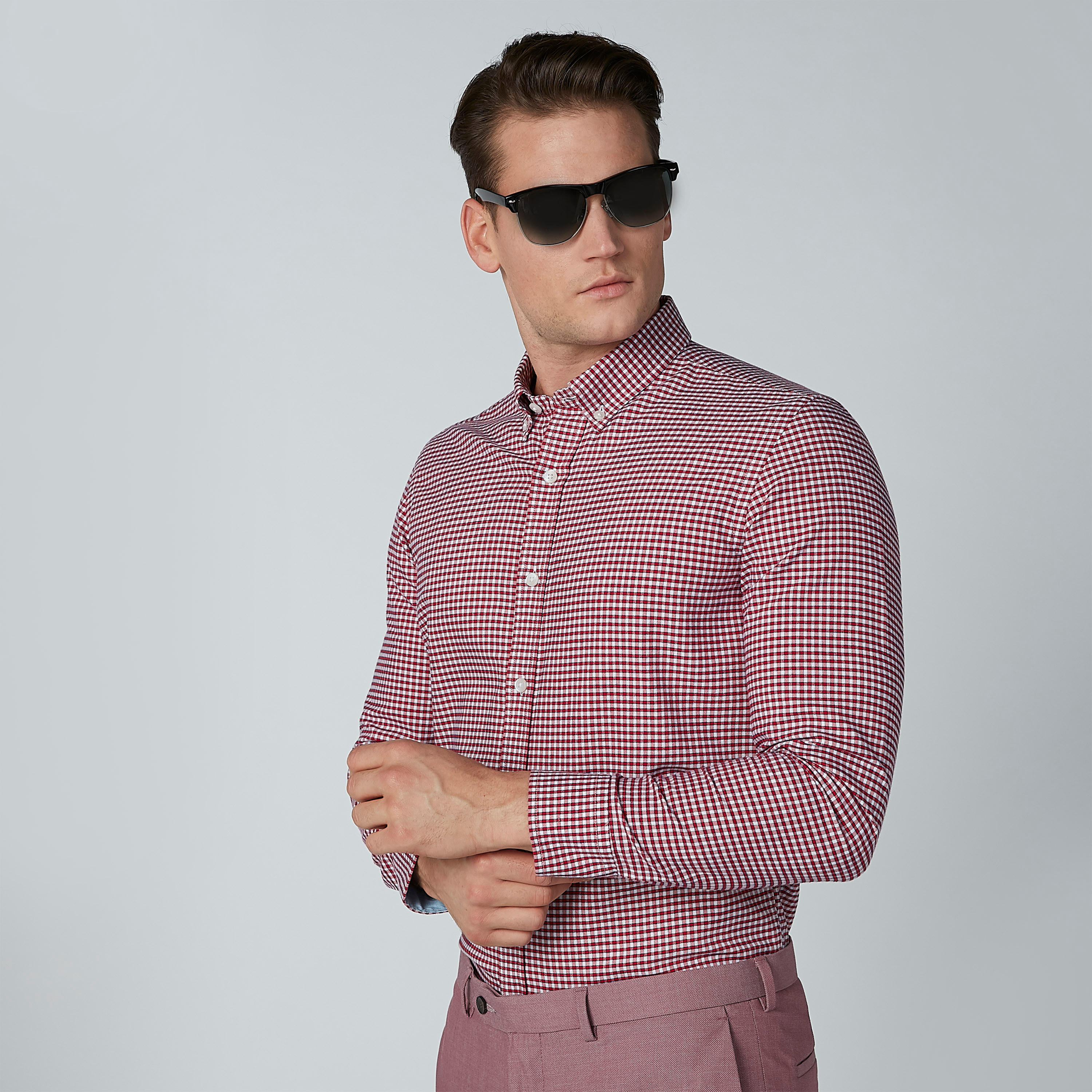 قميص كاروهات بأكمام طويلة وياقة عاديّة-men-clothing-shirts-image-3