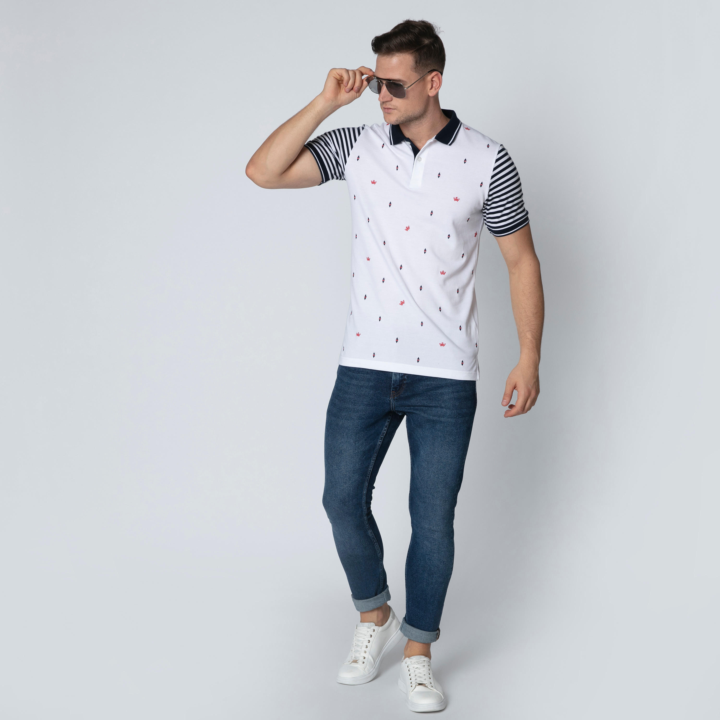 Sustainable Slim Fit Embroidered T-shirt with Polo Neck-men-clothing-tshirtsandpolos-polos-image-3