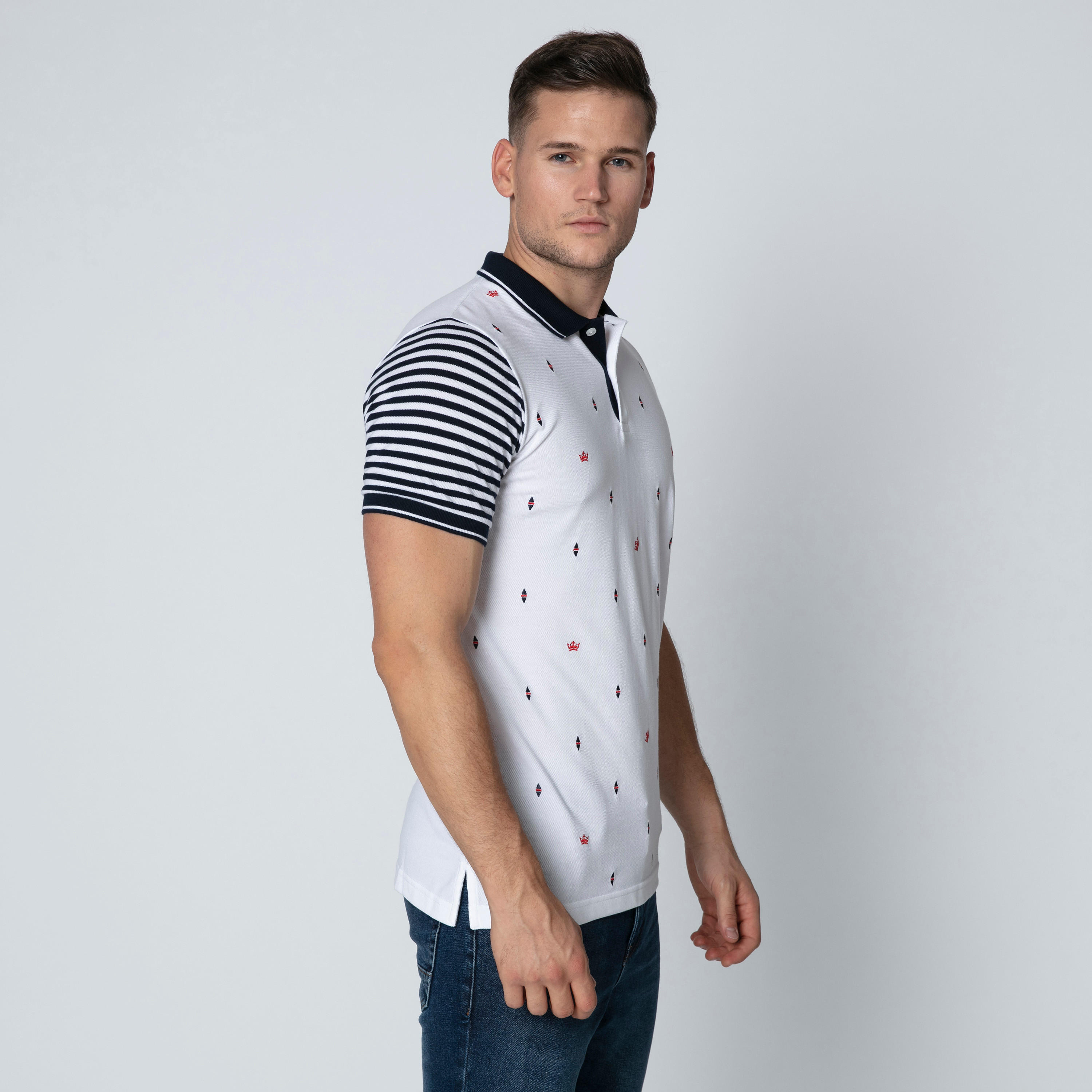 Sustainable Slim Fit Embroidered T-shirt with Polo Neck-men-clothing-tshirtsandpolos-polos-image-4