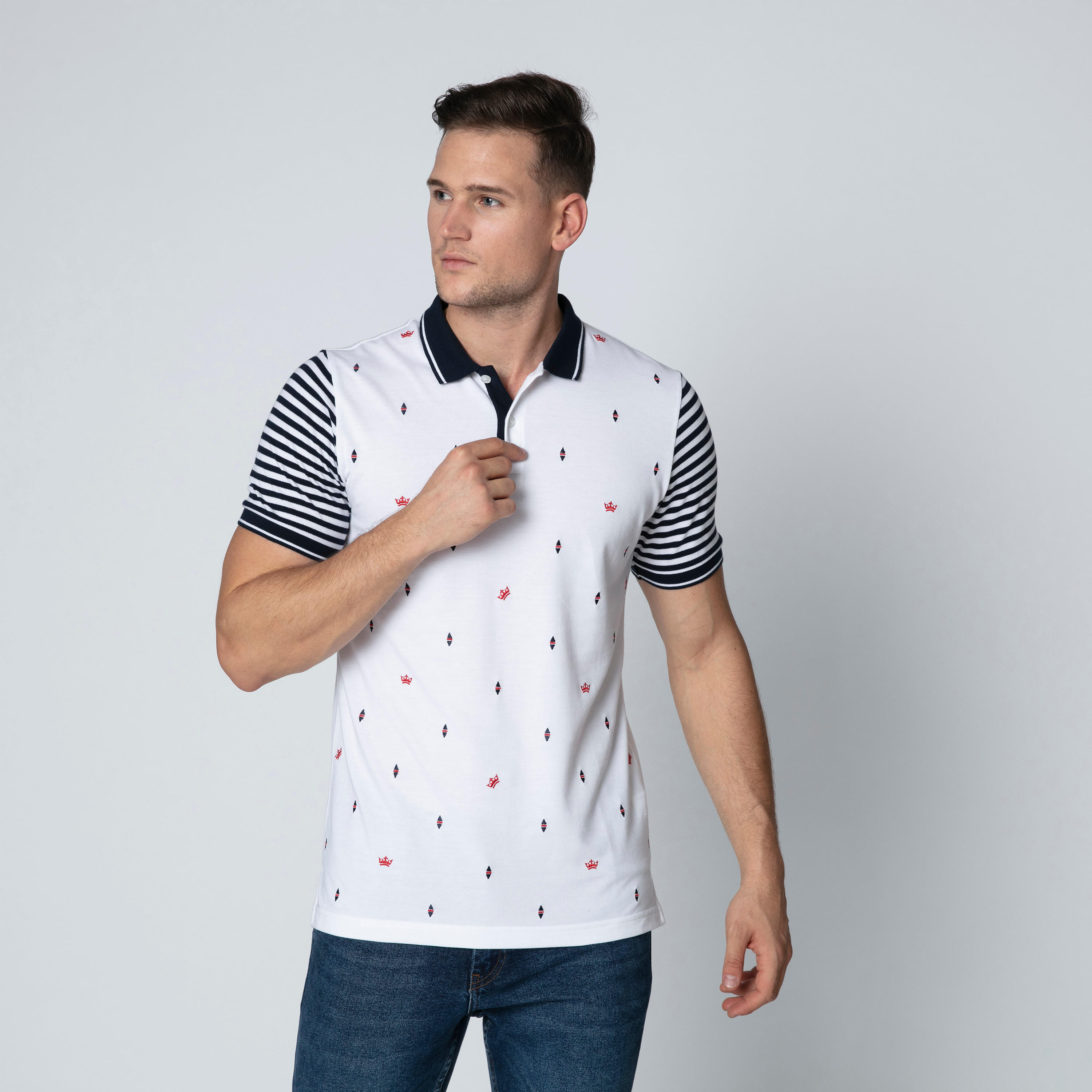 Sustainable Slim Fit Embroidered T-shirt with Polo Neck-men-clothing-tshirtsandpolos-polos-image-5