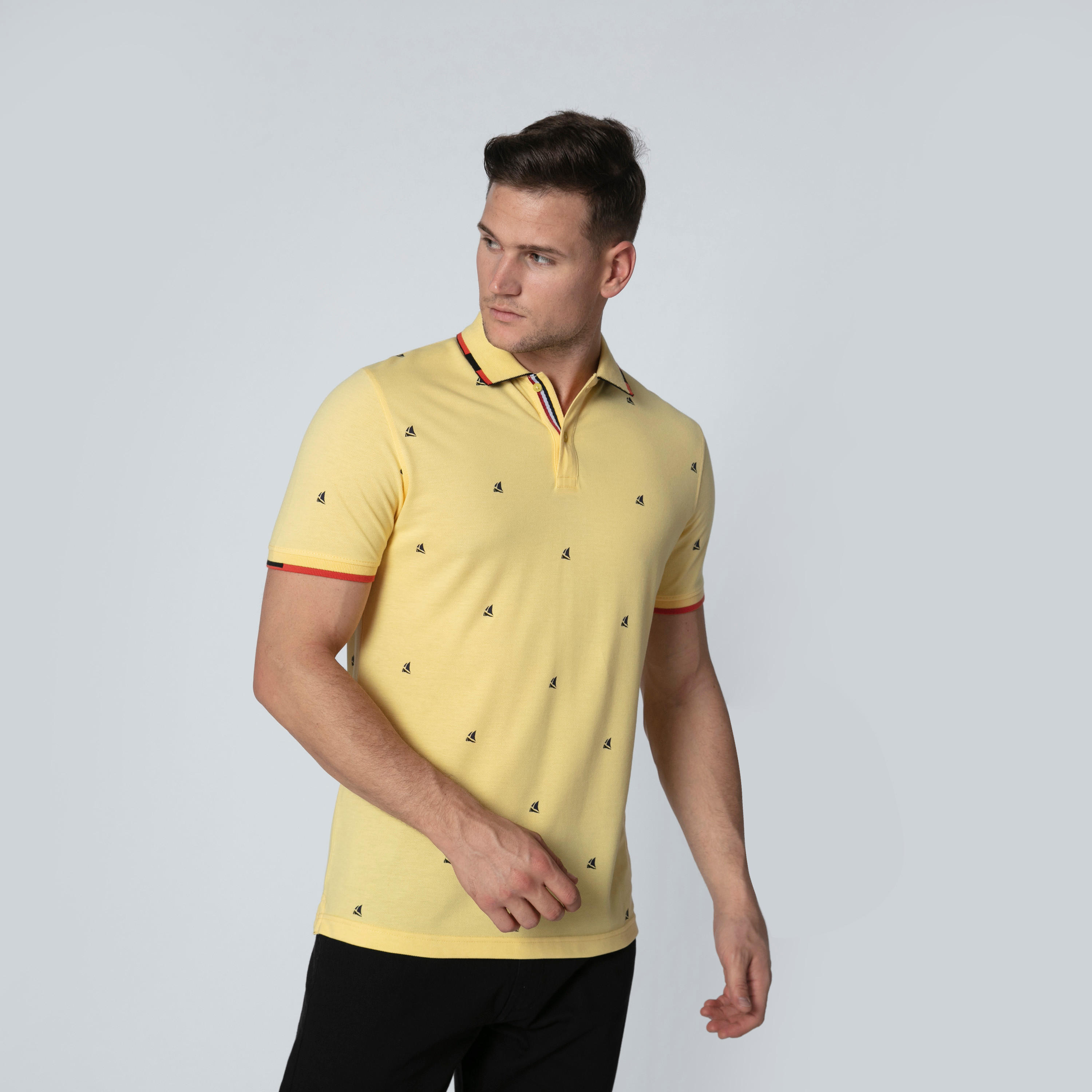 Sustainable Slim Fit Printed Polo T-shirt with Short Sleeves-men-clothing-tshirtsandpolos-polos-image-1
