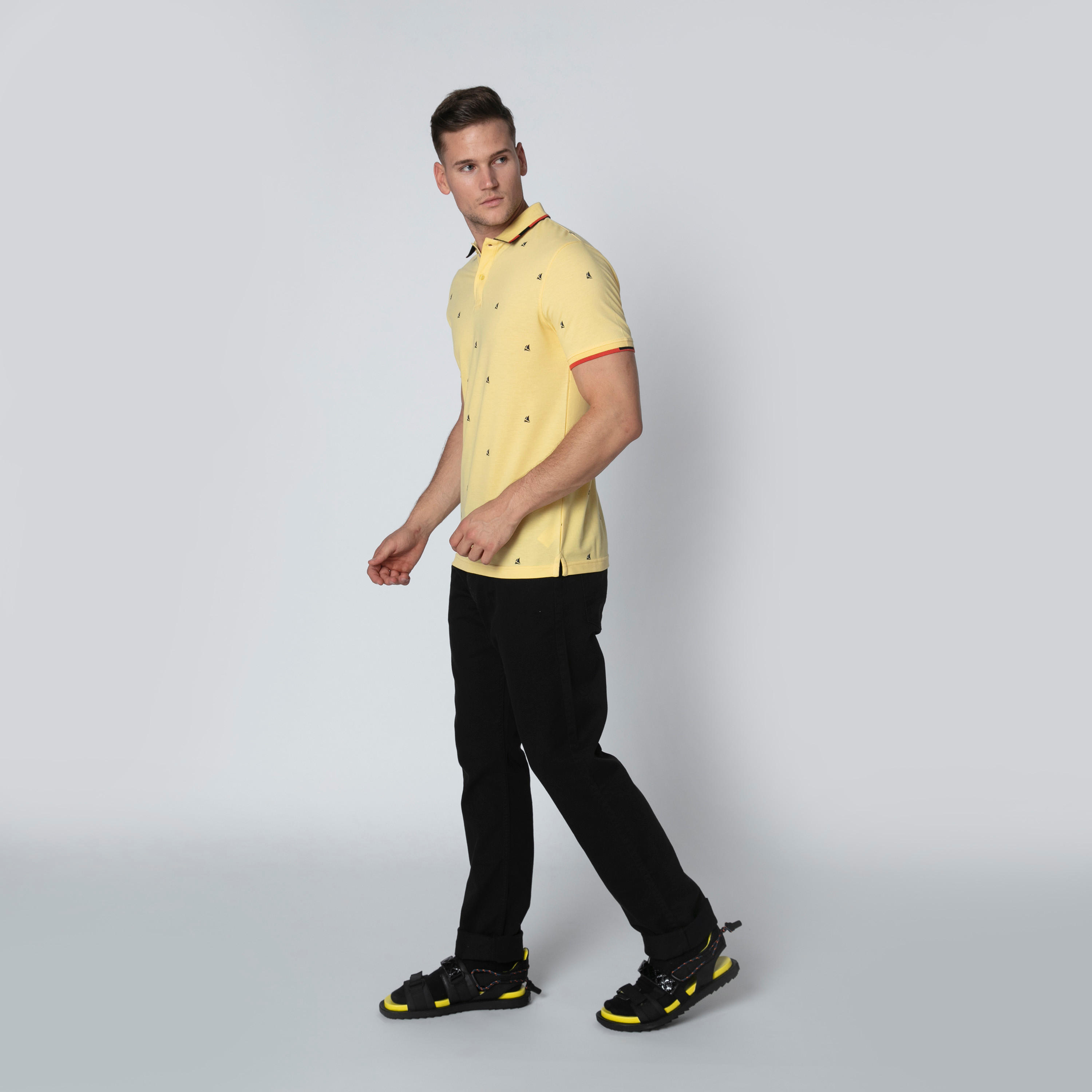 Sustainable Slim Fit Printed Polo T-shirt with Short Sleeves-men-clothing-tshirtsandpolos-polos-image-3