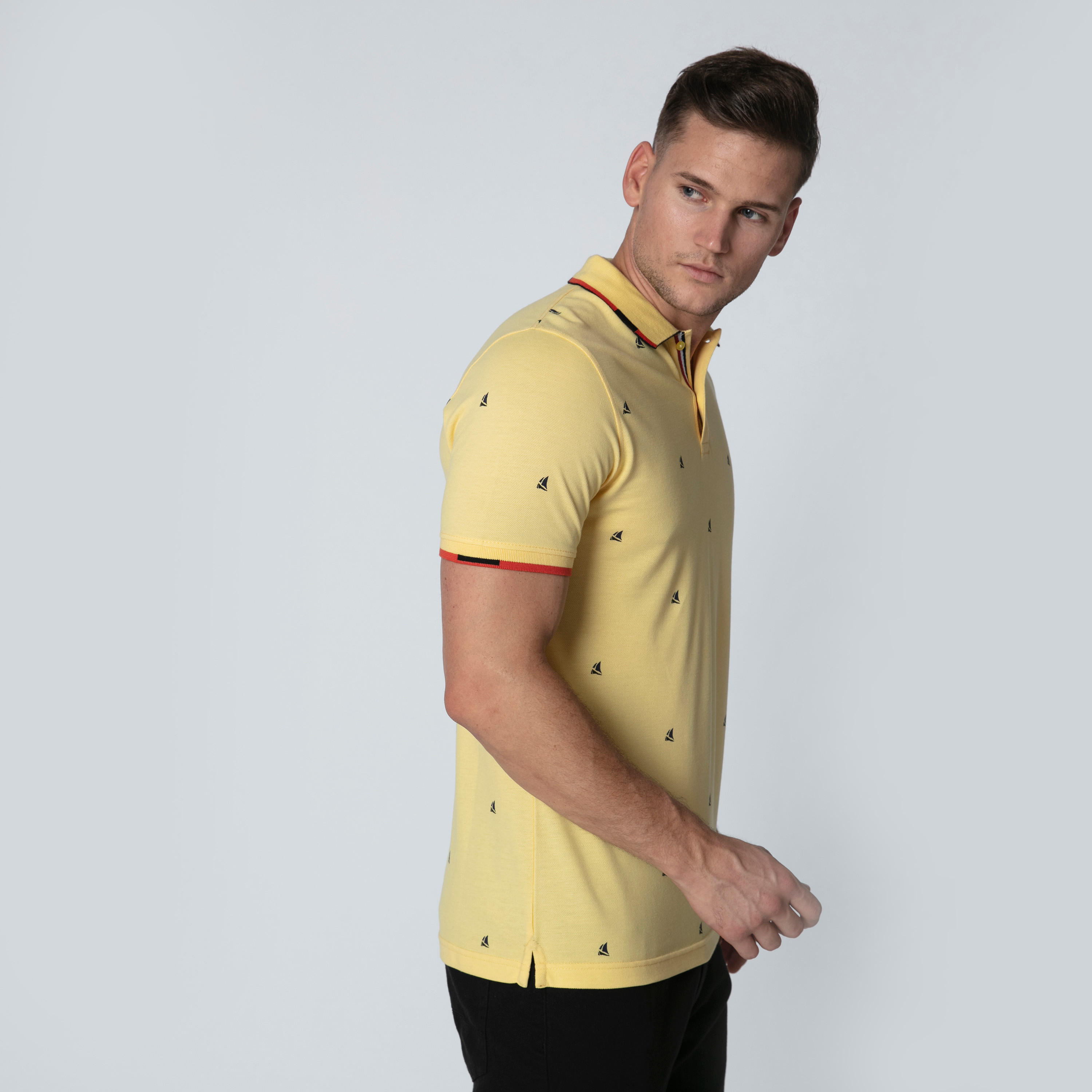Sustainable Slim Fit Printed Polo T-shirt with Short Sleeves-men-clothing-tshirtsandpolos-polos-image-4