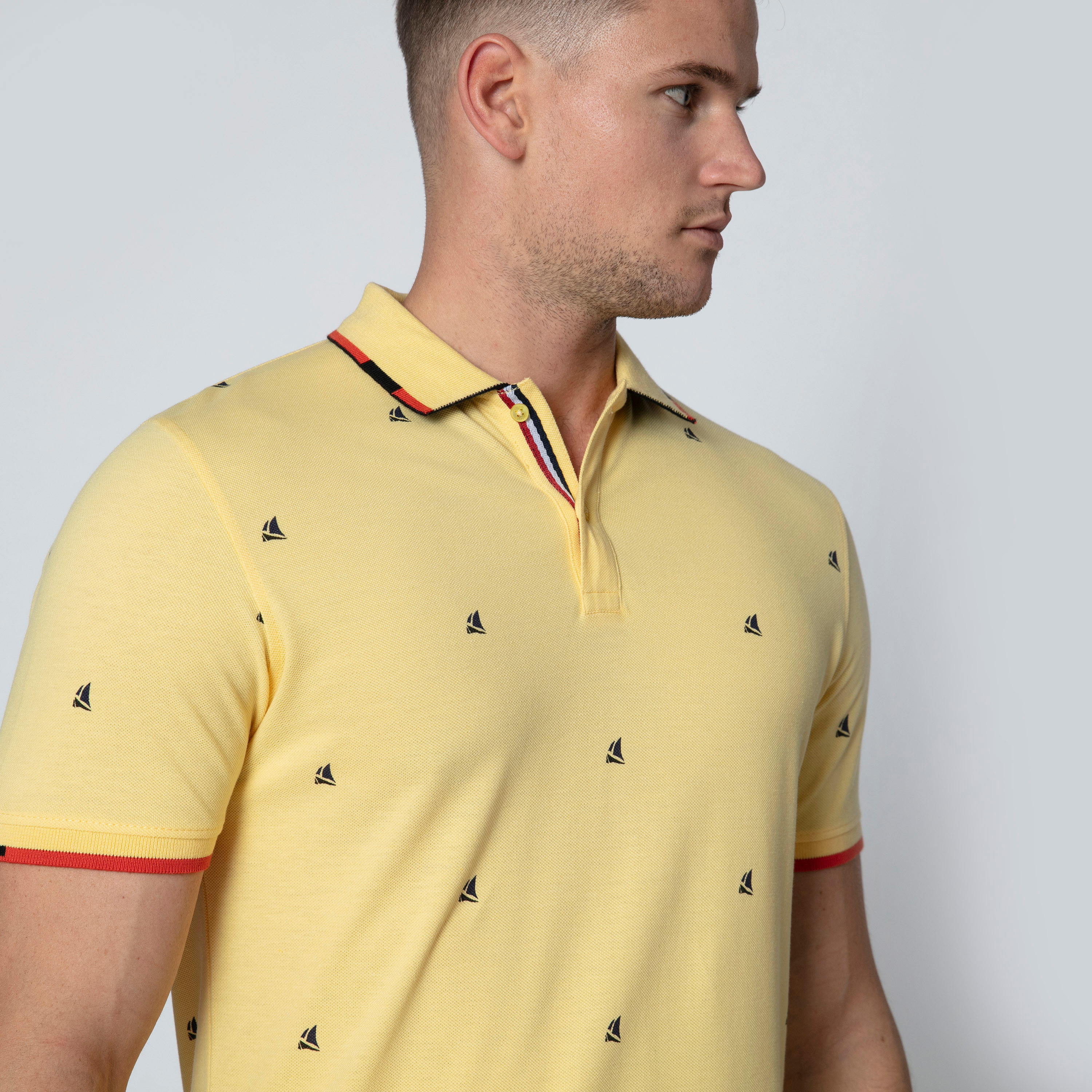 Sustainable Slim Fit Printed Polo T-shirt with Short Sleeves-men-clothing-tshirtsandpolos-polos-image-5