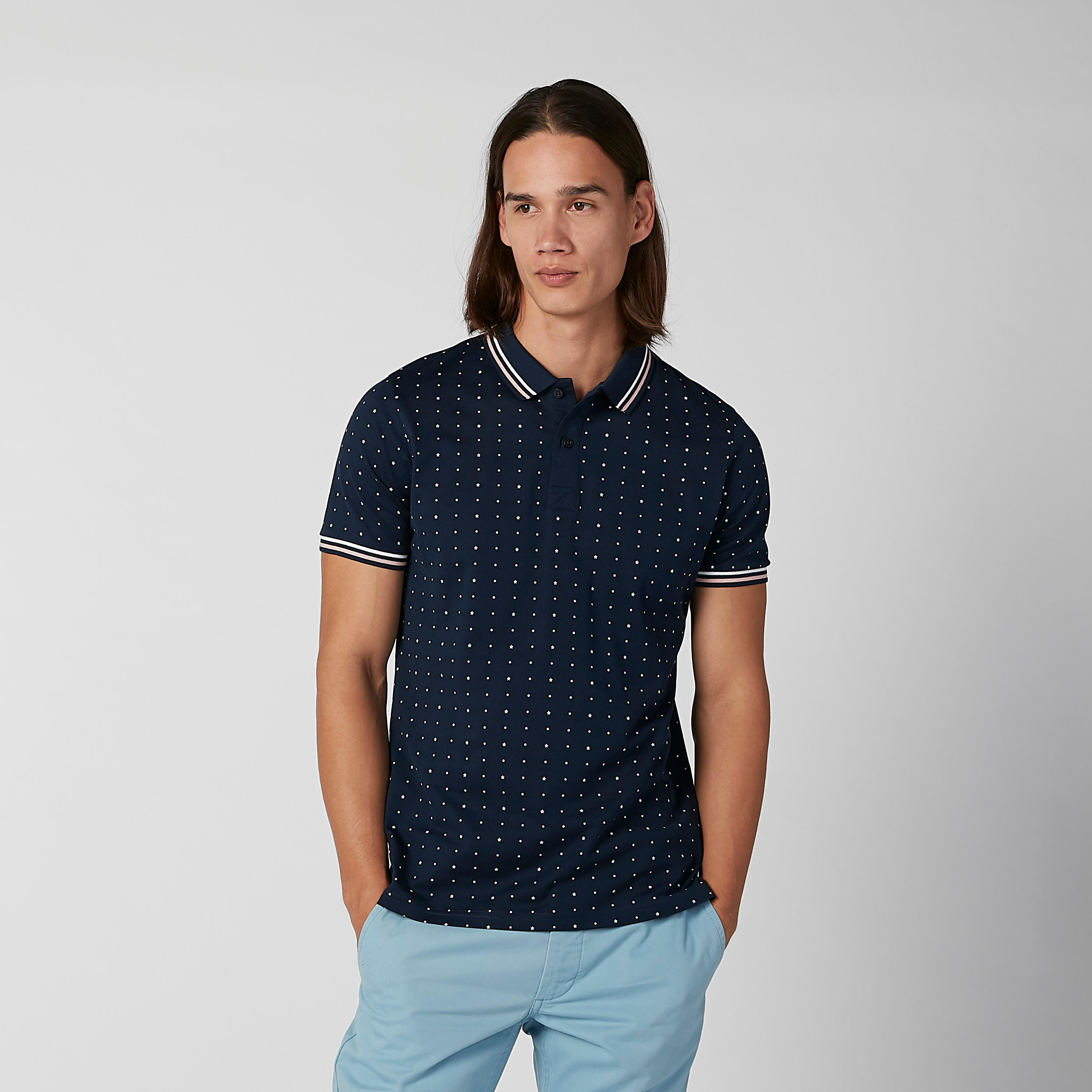 Sustainable Slim Fit Printed T-shirt with Polo Neck-men-clothing-tshirtsandpolos-polos-image-2