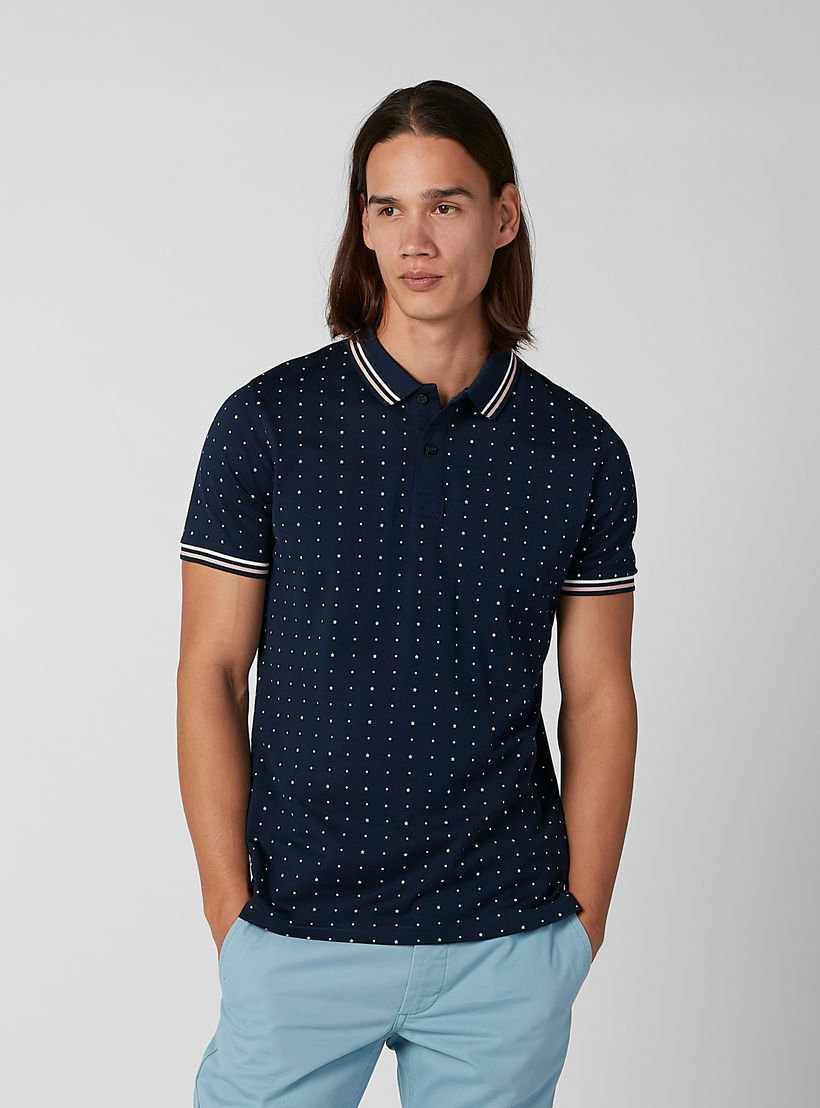 Sustainable Slim Fit Printed T-shirt with Polo Neck-men-clothing-tshirtsandpolos-polos-image-2