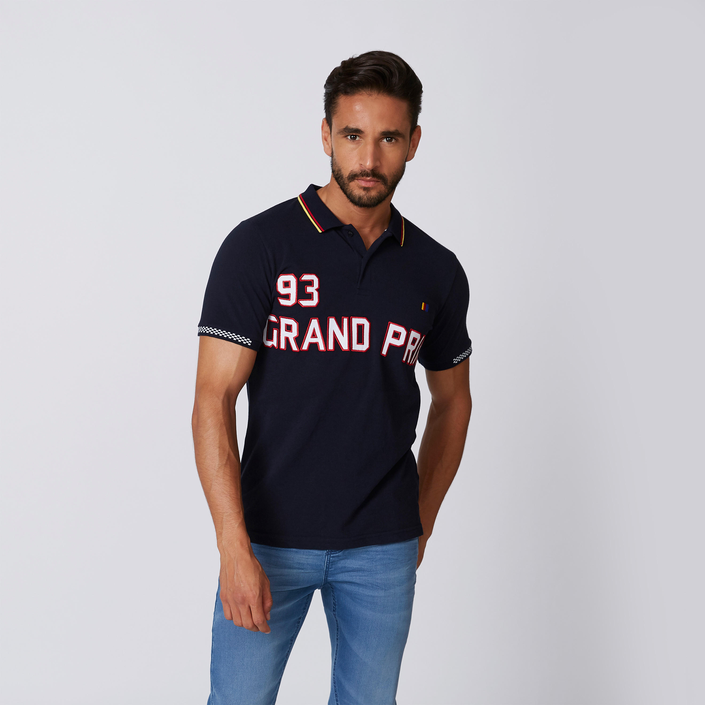 Sustainable Slim Fit Polo Neck T-shirt with Short Sleeves-men-clothing-tshirtsandpolos-polos-image-1