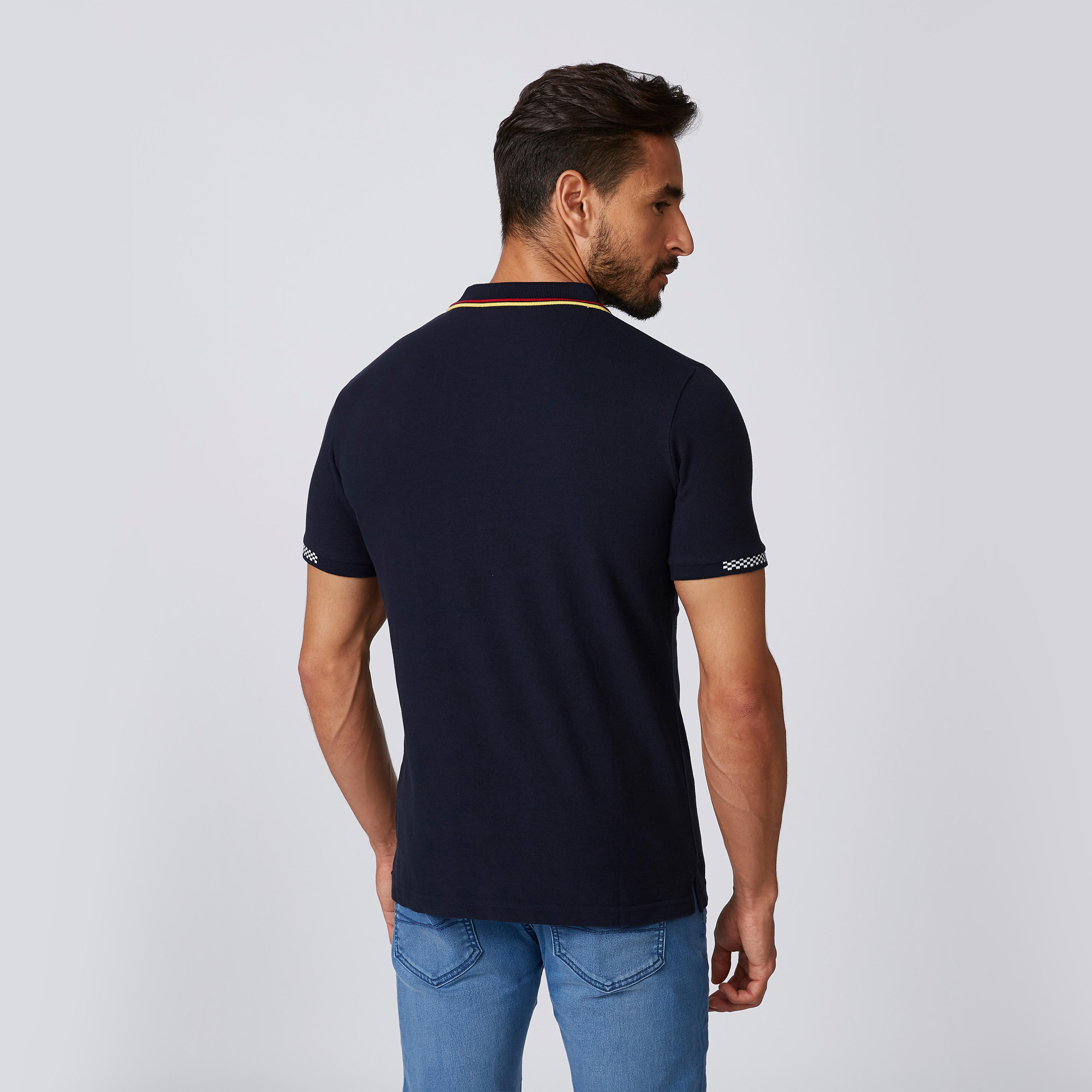 Sustainable Slim Fit Polo Neck T-shirt with Short Sleeves-men-clothing-tshirtsandpolos-polos-image-2