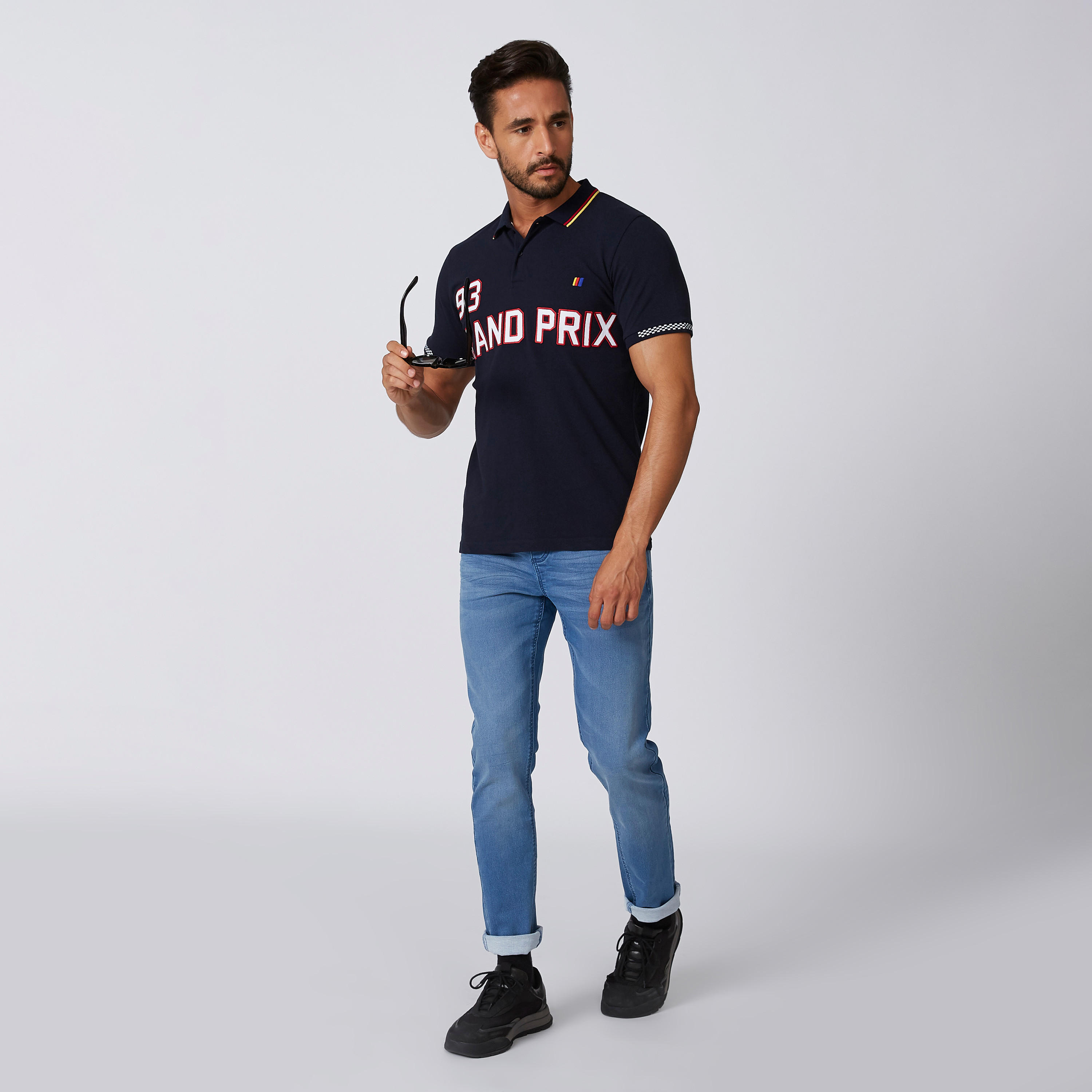 Sustainable Slim Fit Polo Neck T-shirt with Short Sleeves-men-clothing-tshirtsandpolos-polos-image-4