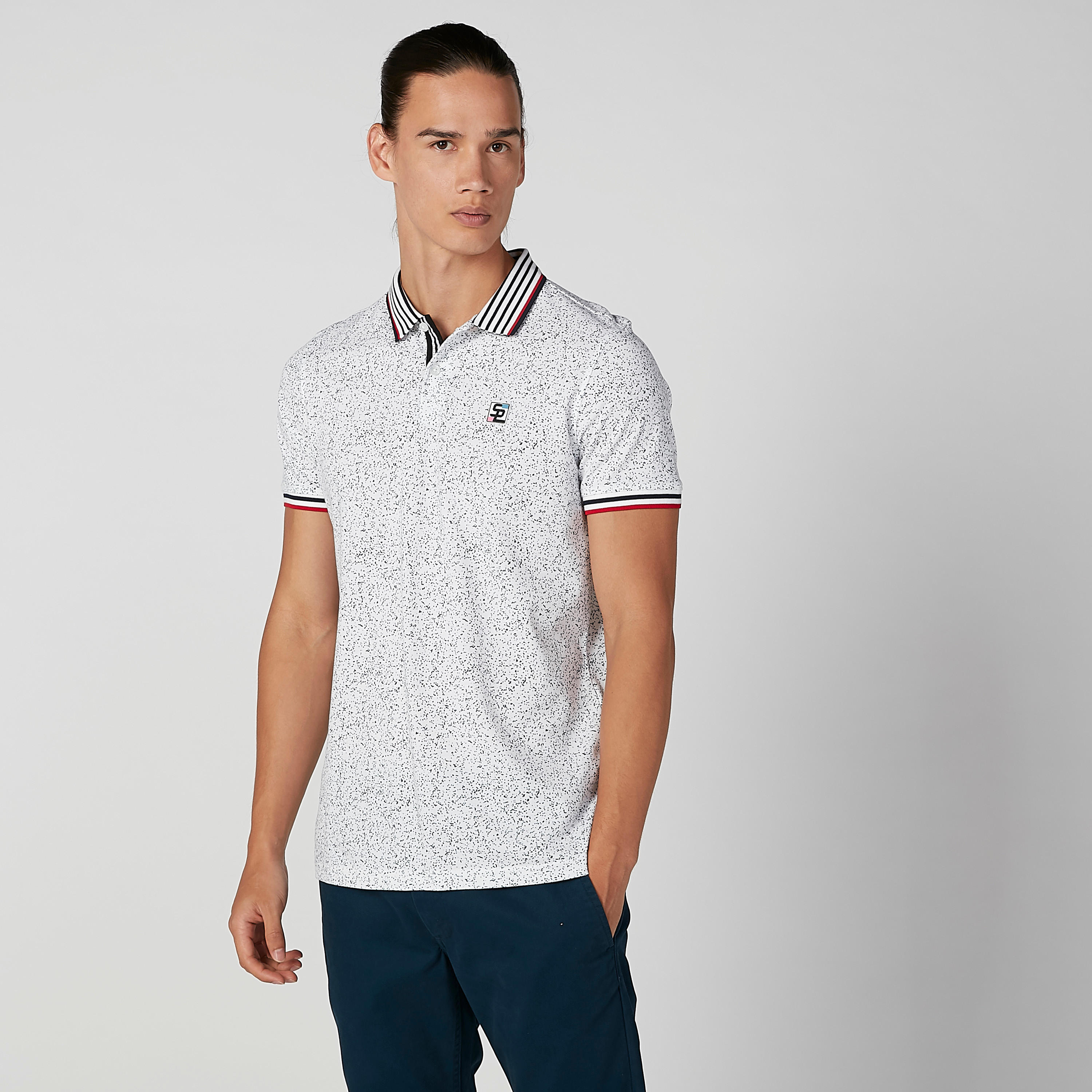 Slim Fit Printed T-shirt with Polo Neck and Short Sleeves-men-clothing-tshirtsandpolos-polos-image-1