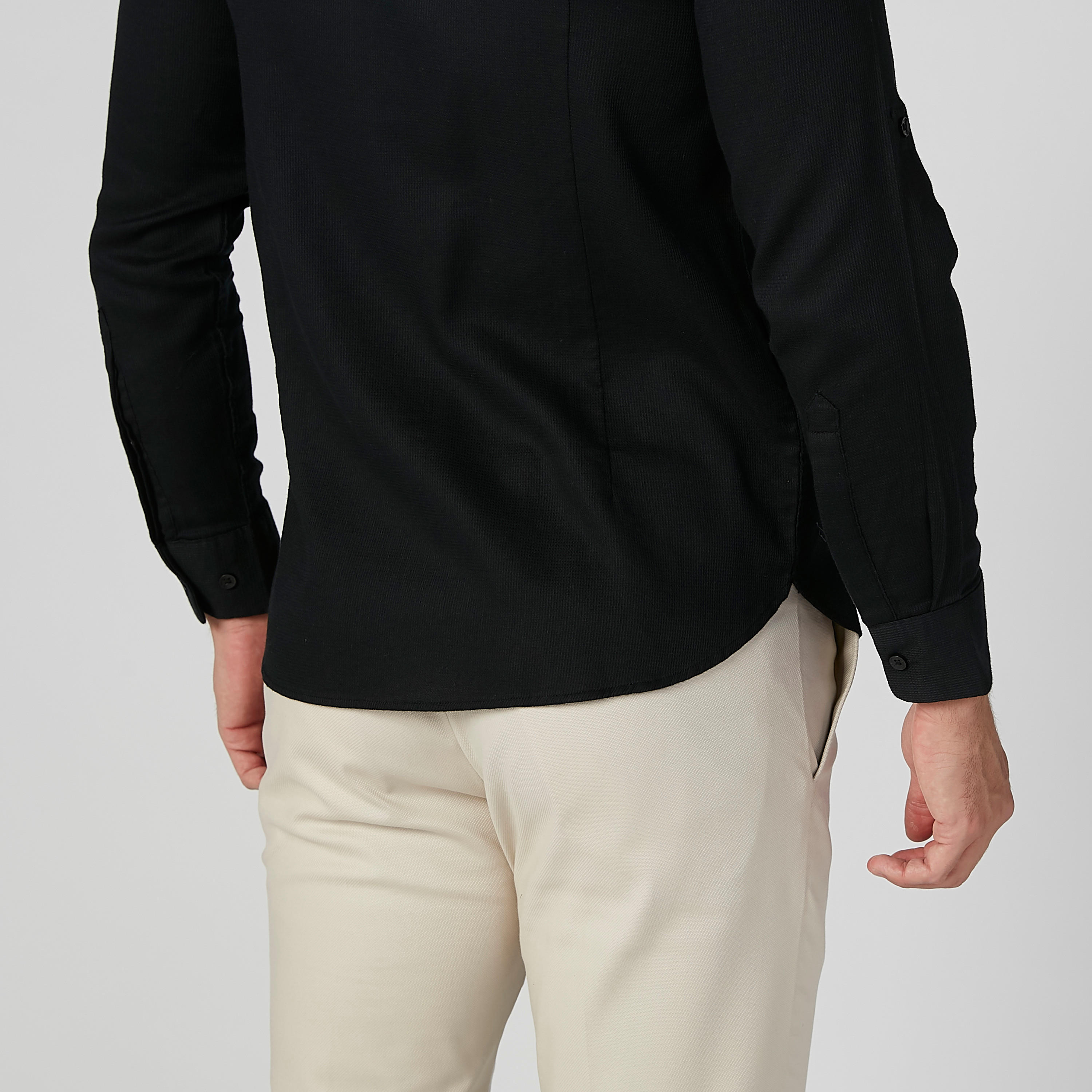 Plain Shirt with Long Sleeves and Mandarin Collar-men-clothing-shirts-image-4
