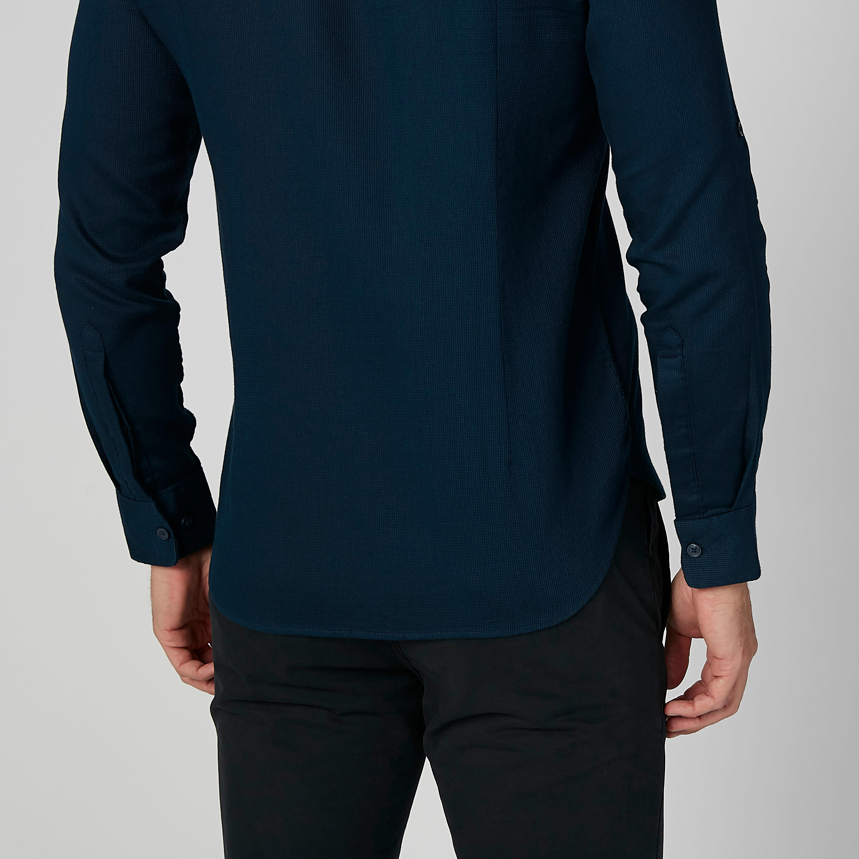 Solid Shirt with Mandarin Collar and Long Sleeves-men-clothing-shirts-image-5