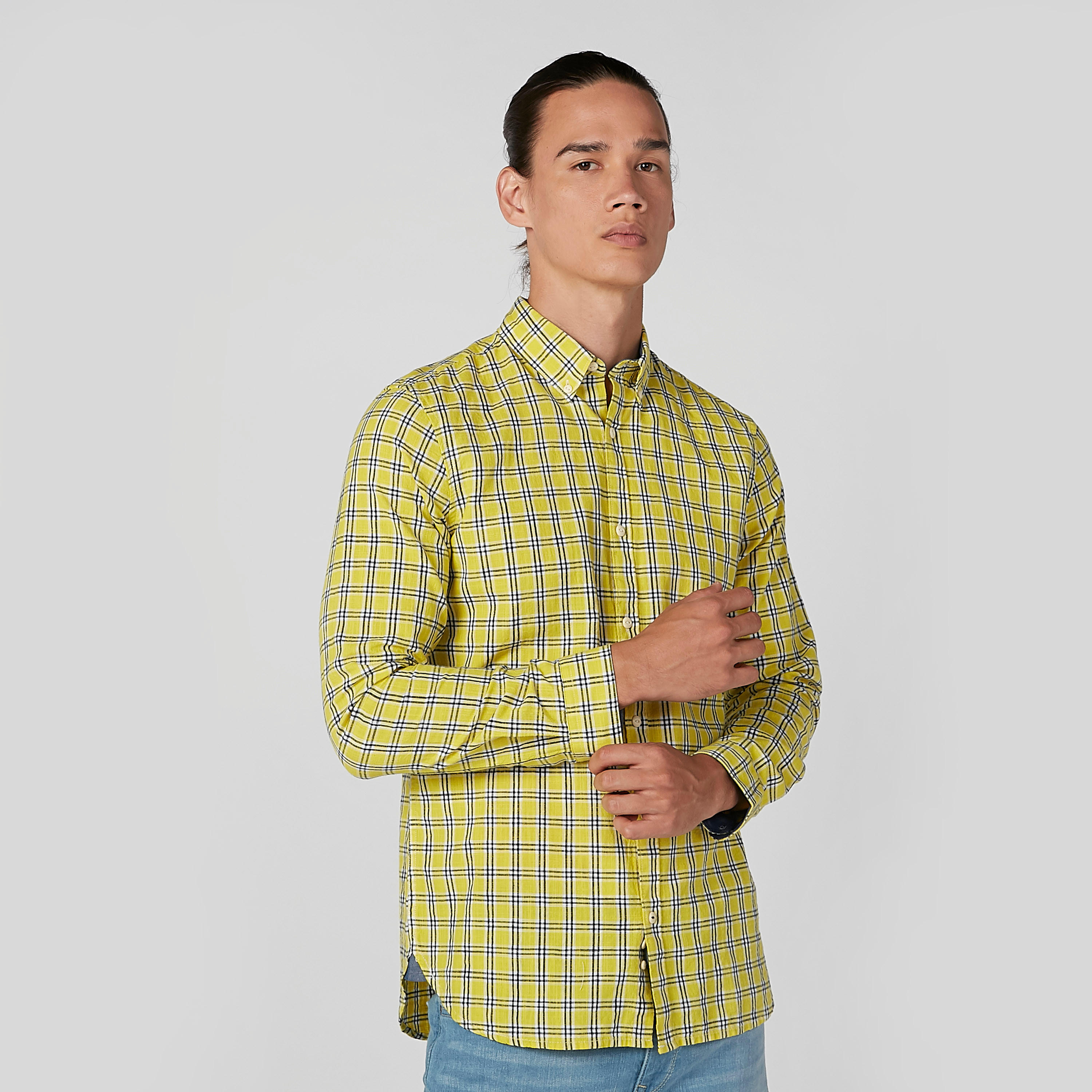 قميص مستدام كاروهات بقصّة سليم وأكمام طويلة-men-clothing-shirts-image-4