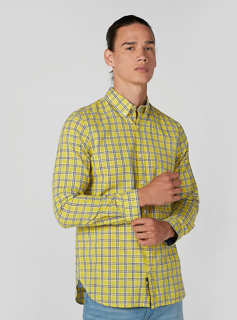 قميص مستدام كاروهات بقصّة سليم وأكمام طويلة-men-clothing-shirts-image-4