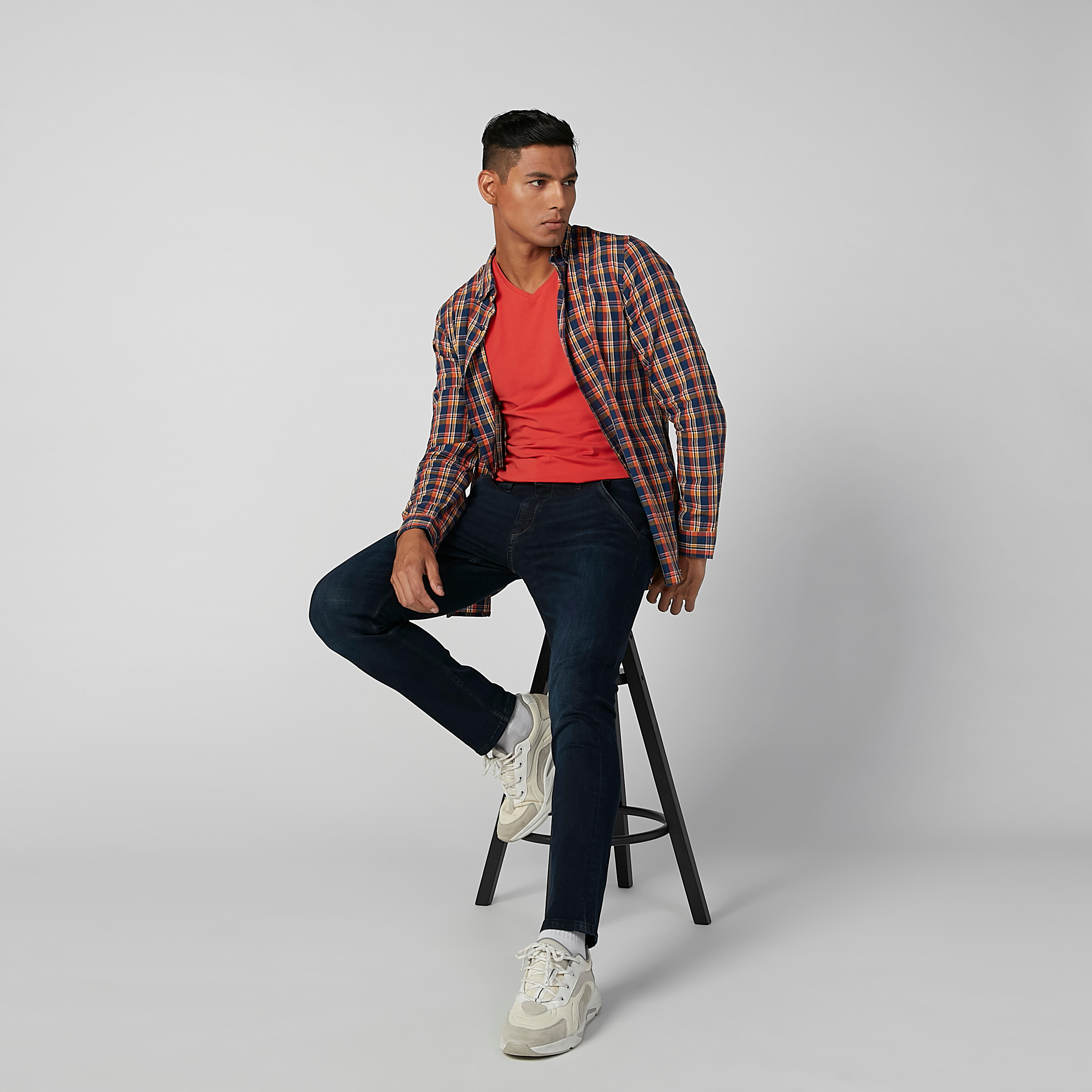 قميص مستدام كاروهات سليم بأكمام طويلة -men-clothing-shirts-image-1