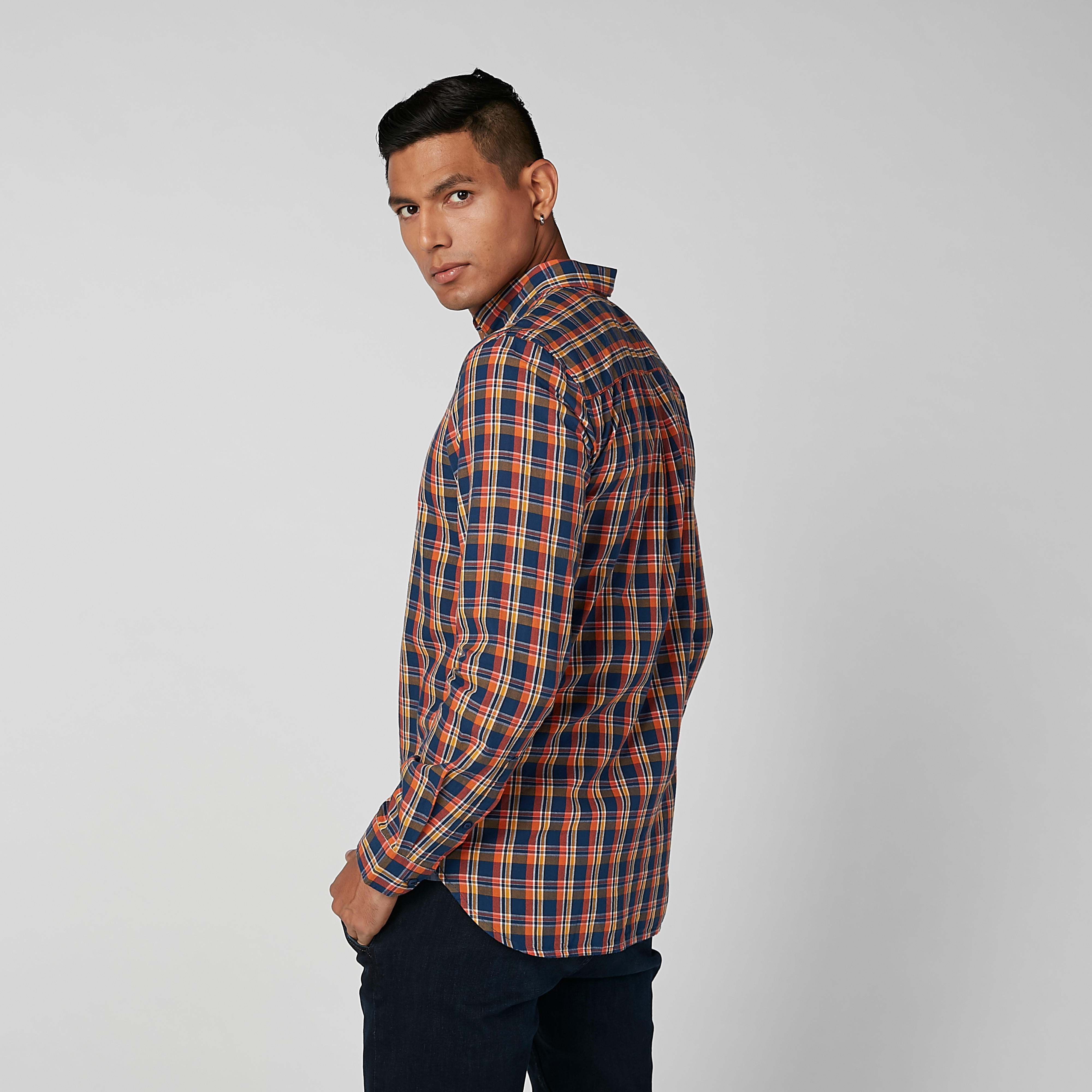 قميص مستدام كاروهات سليم بأكمام طويلة -men-clothing-shirts-image-4