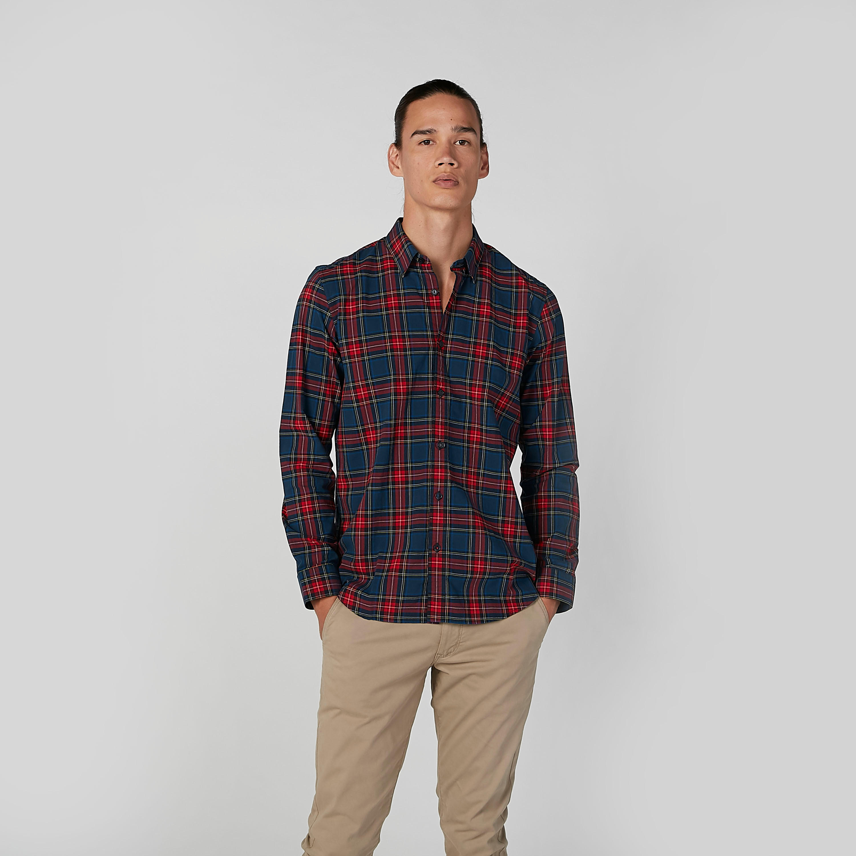 قميص مستدام كاروهات بأكمام طويلة -men-clothing-shirts-image-1