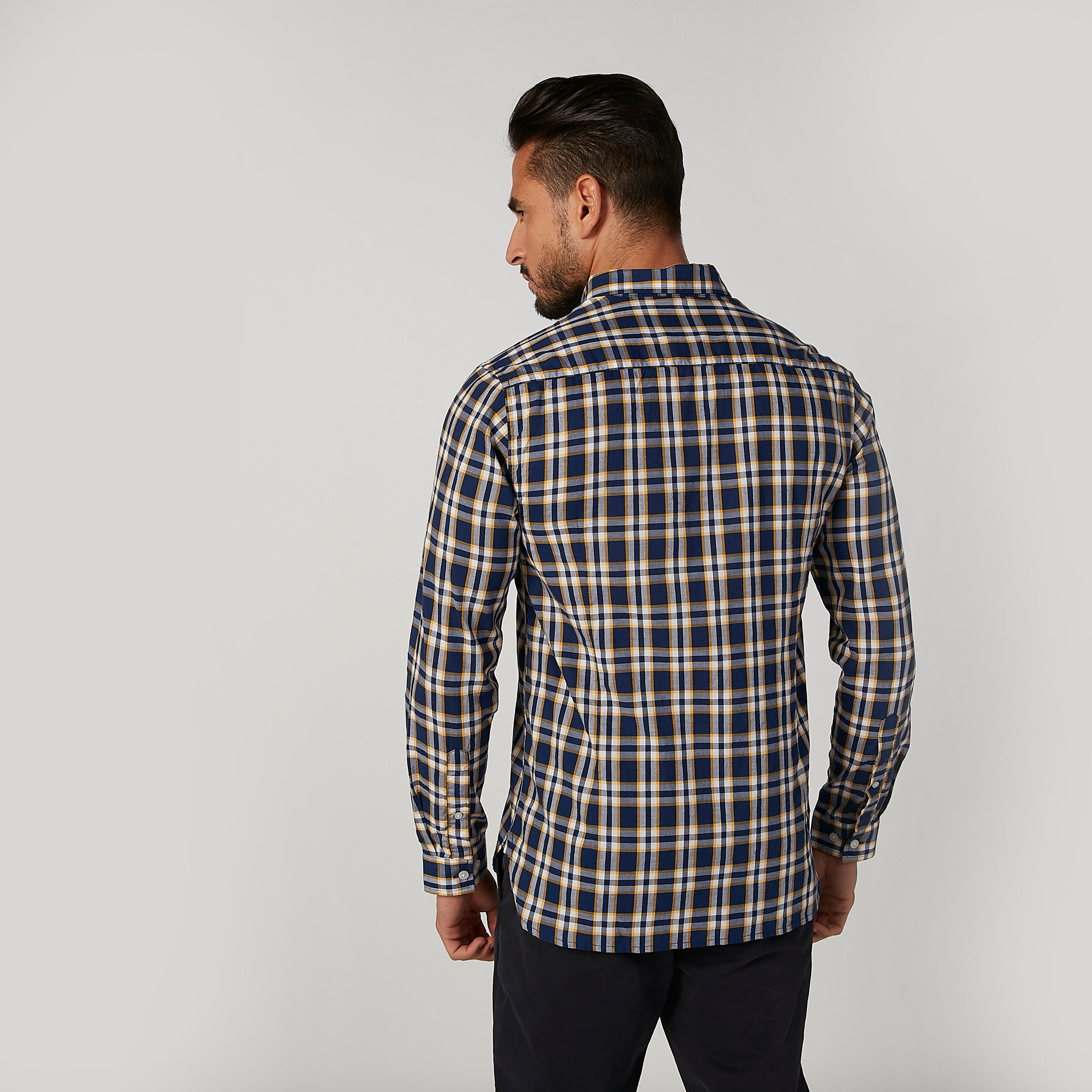 قميص مستدام سليم كاروهات بأكمام طويلة -men-clothing-shirts-image-2
