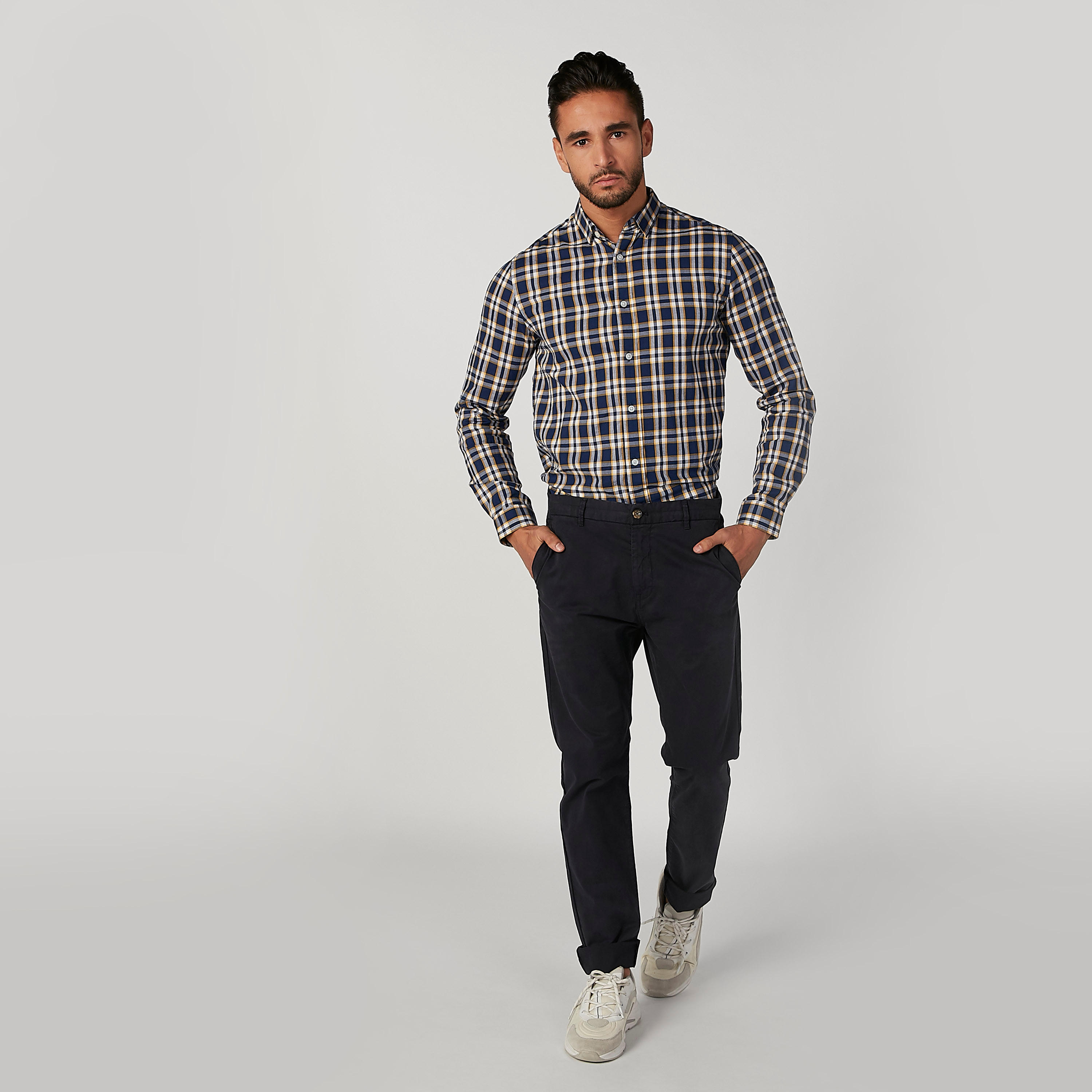 قميص مستدام سليم كاروهات بأكمام طويلة -men-clothing-shirts-image-3