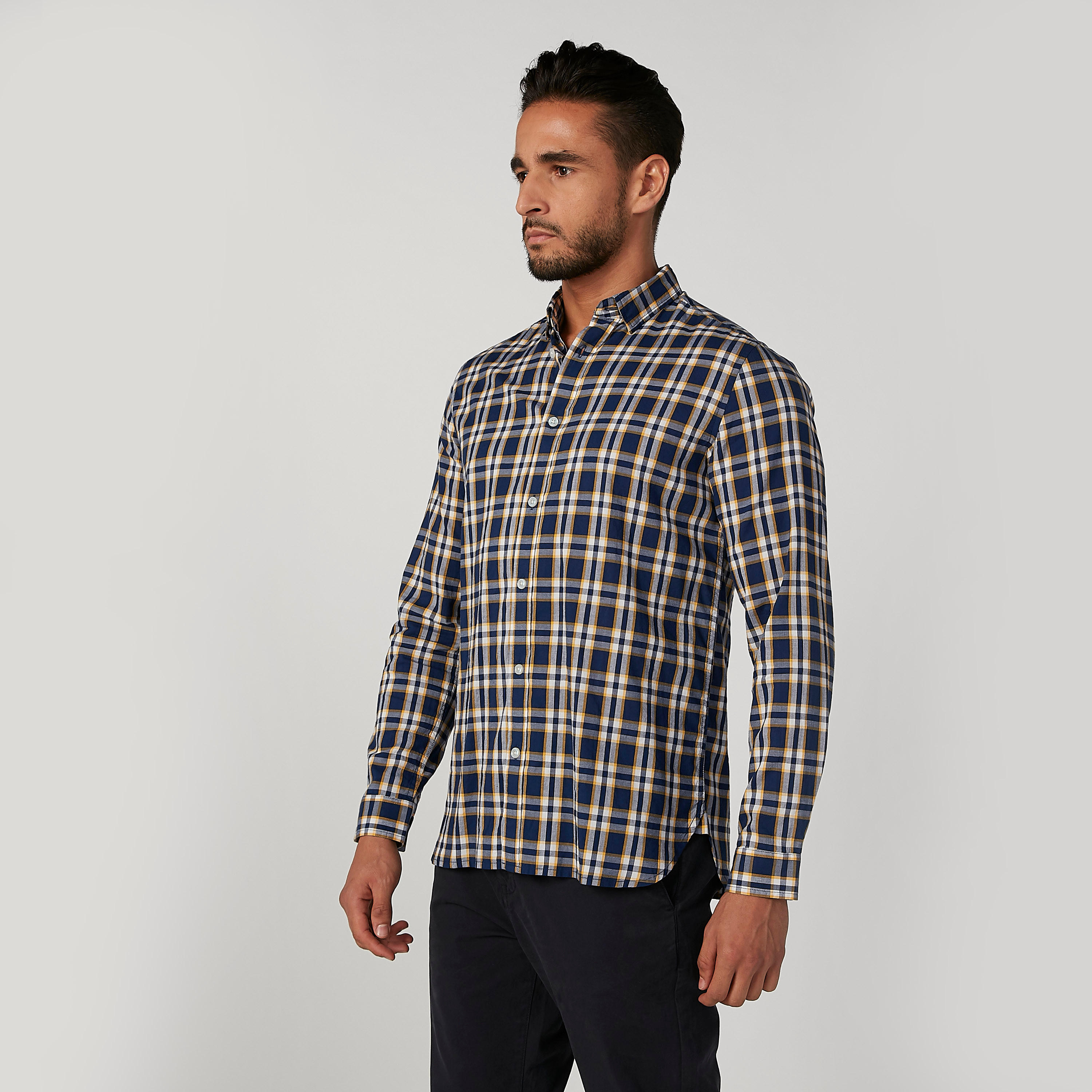 قميص مستدام سليم كاروهات بأكمام طويلة -men-clothing-shirts-image-4