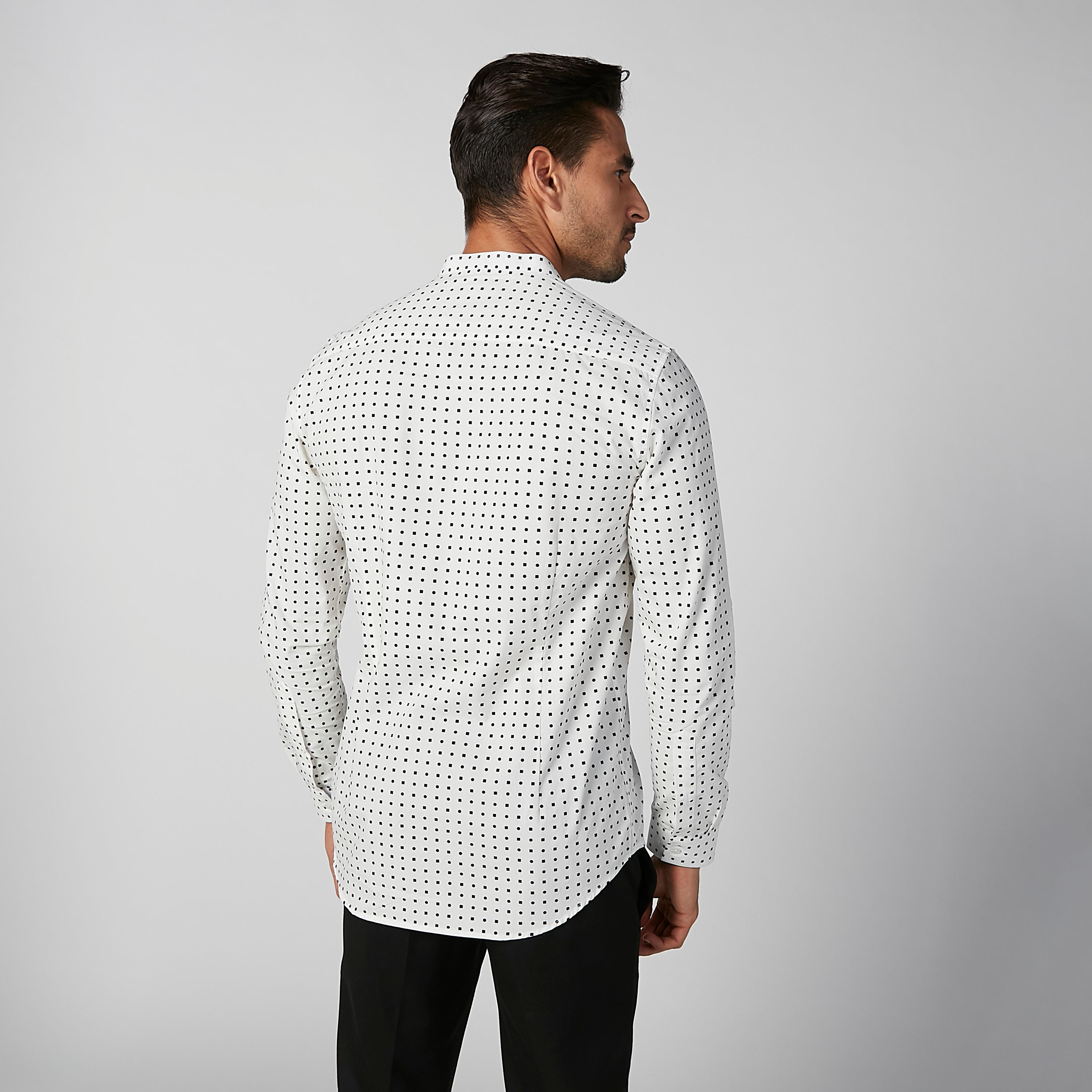 قميص مستدام سليم بياقة ماندارين وطبعات-men-clothing-shirts-image-5