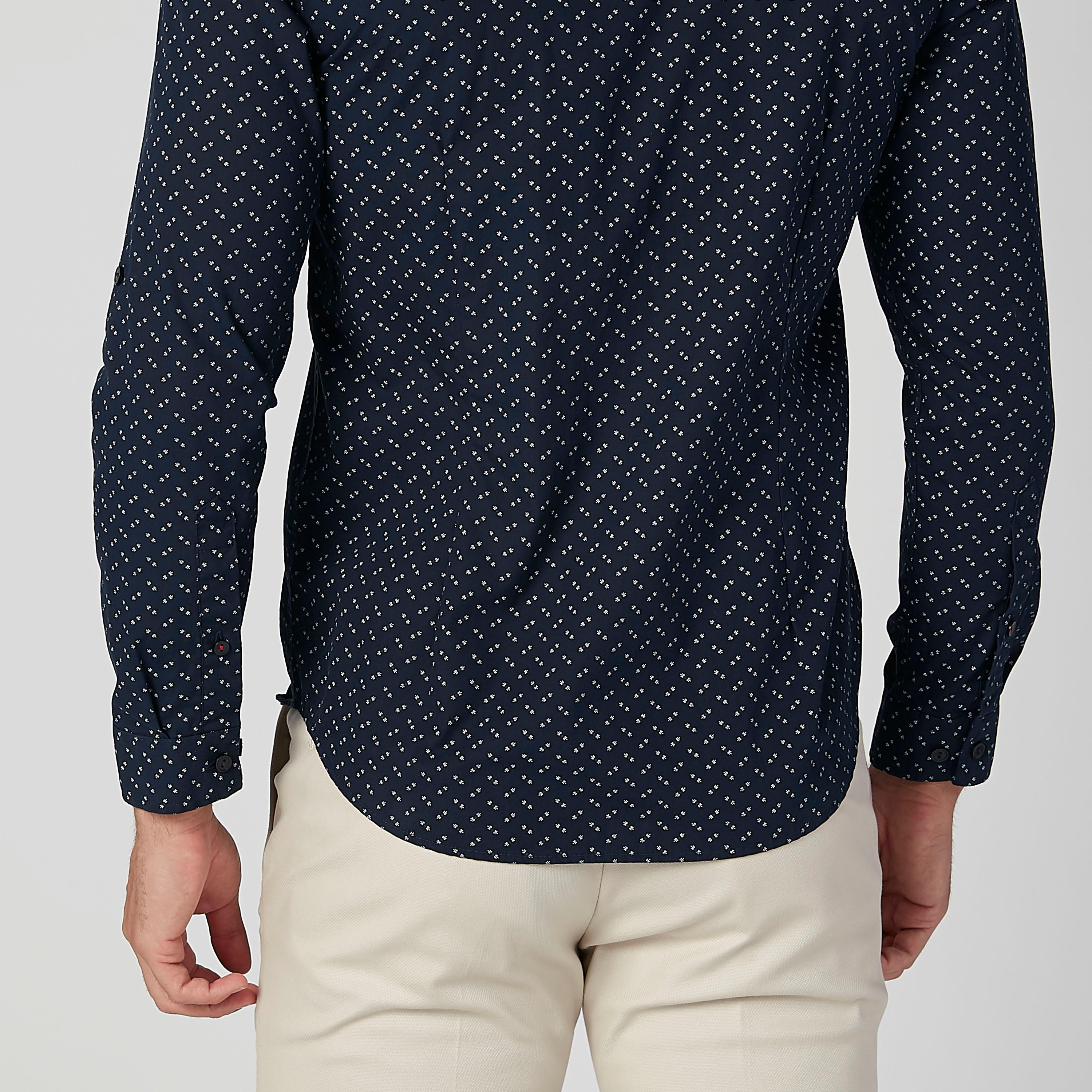 قميص مستدام سليم بياقة ماندارين وطبعات-men-clothing-shirts-image-5