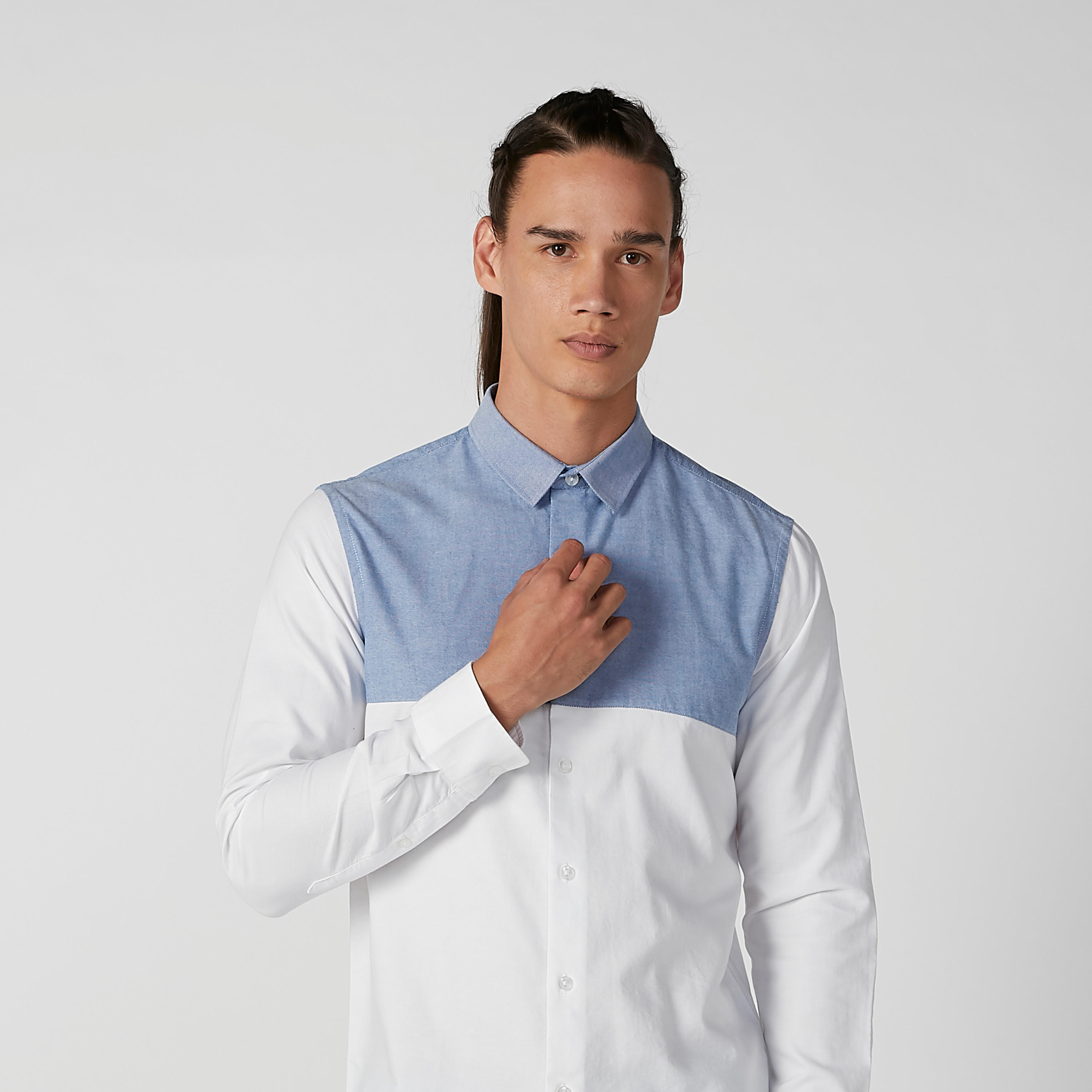قميص مستدام سليم بتصاميم مغايرة وأكمام طويلة -men-clothing-shirts-image-2