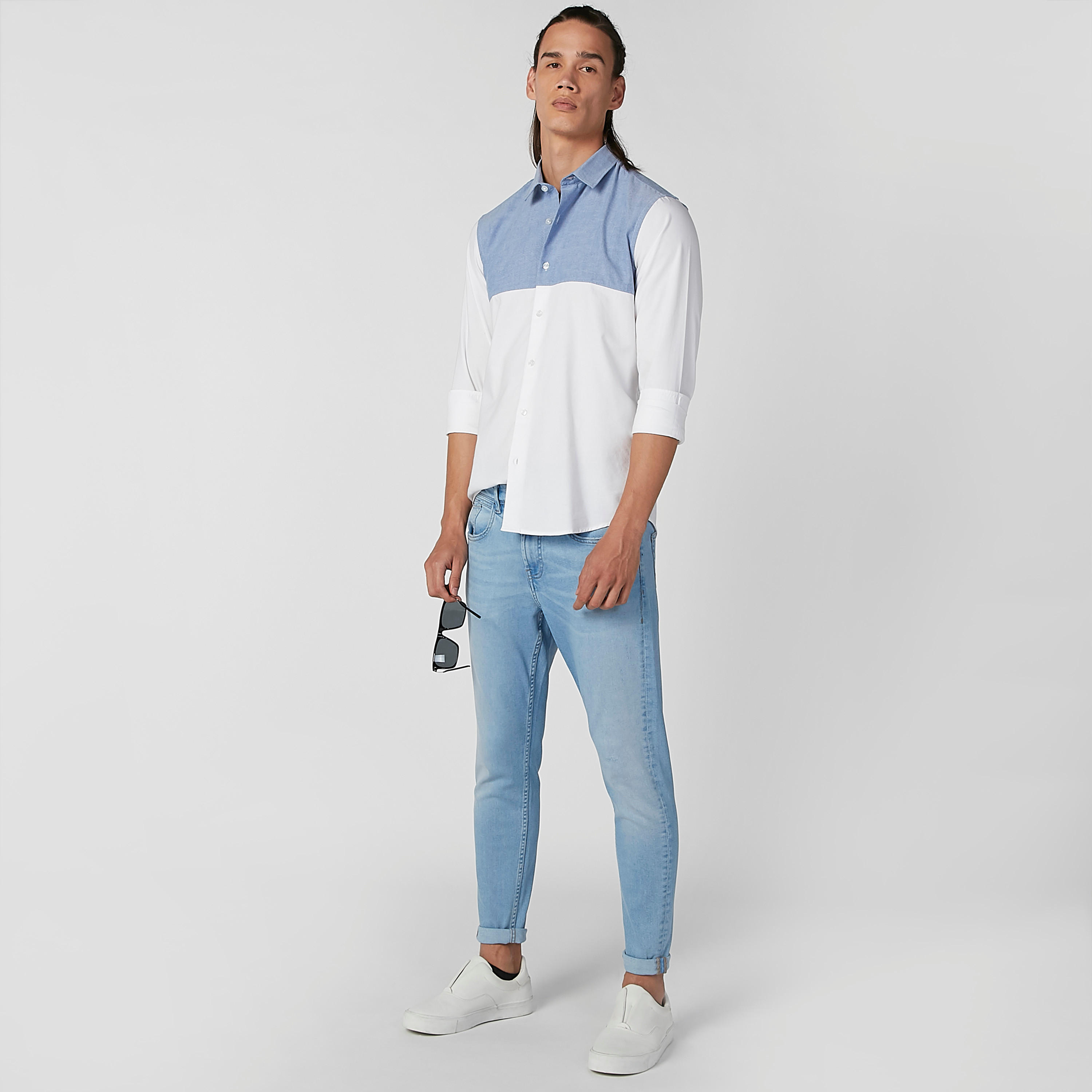 قميص مستدام سليم بتصاميم مغايرة وأكمام طويلة -men-clothing-shirts-image-5