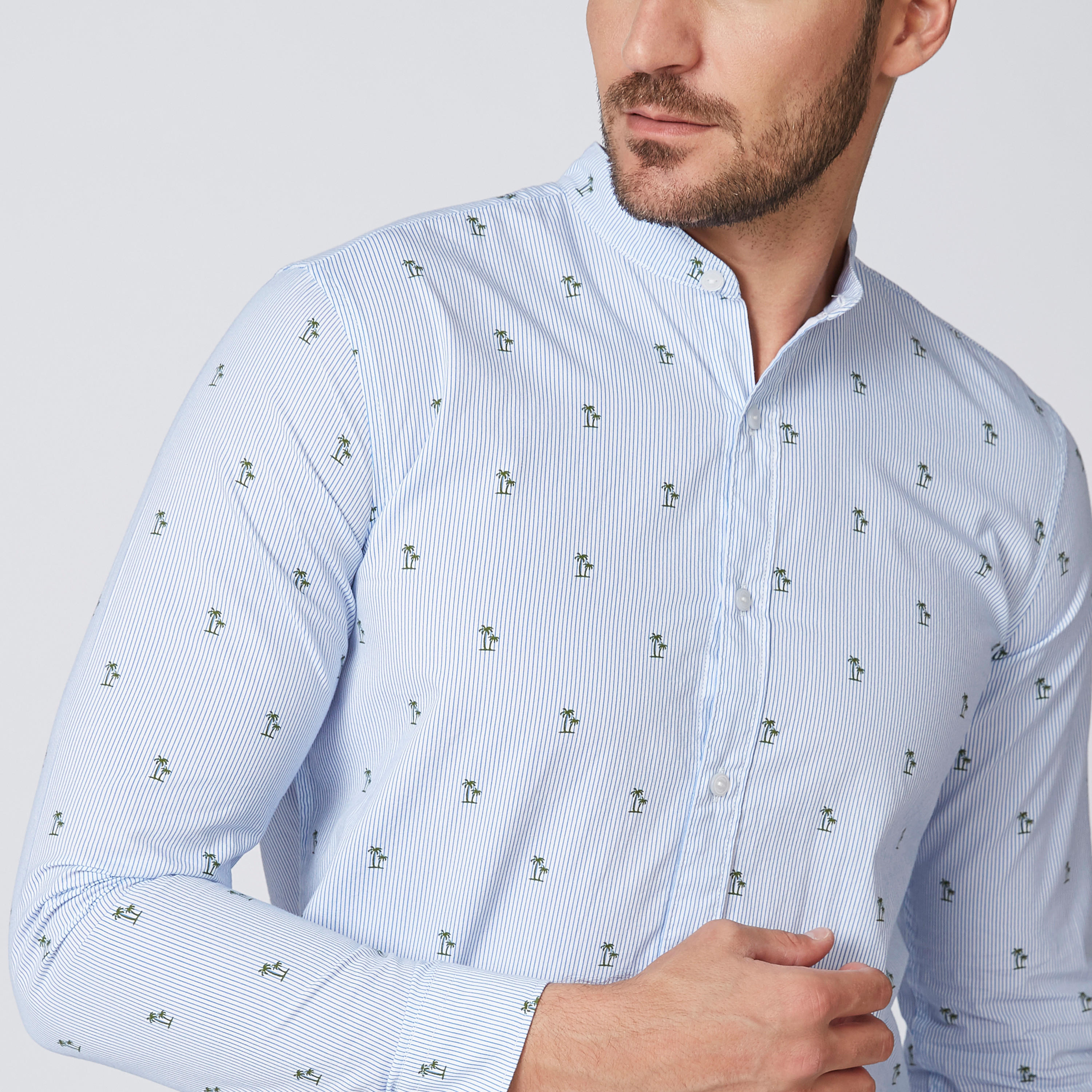 قميص بياقة ماندارين وأكمام طويلة وطبعات-men-clothing-shirts-image-4
