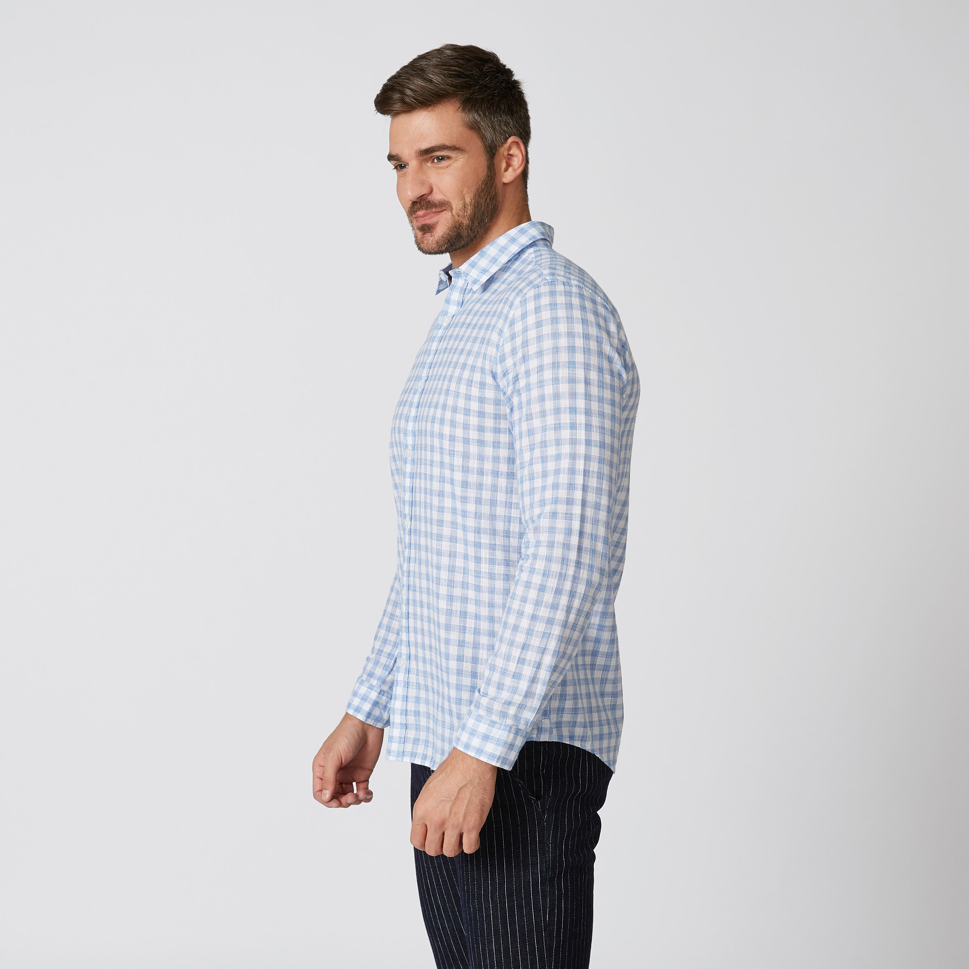 قميص كاروهات بياقة عاديّة وأكمام طويلة-men-clothing-shirts-image-3