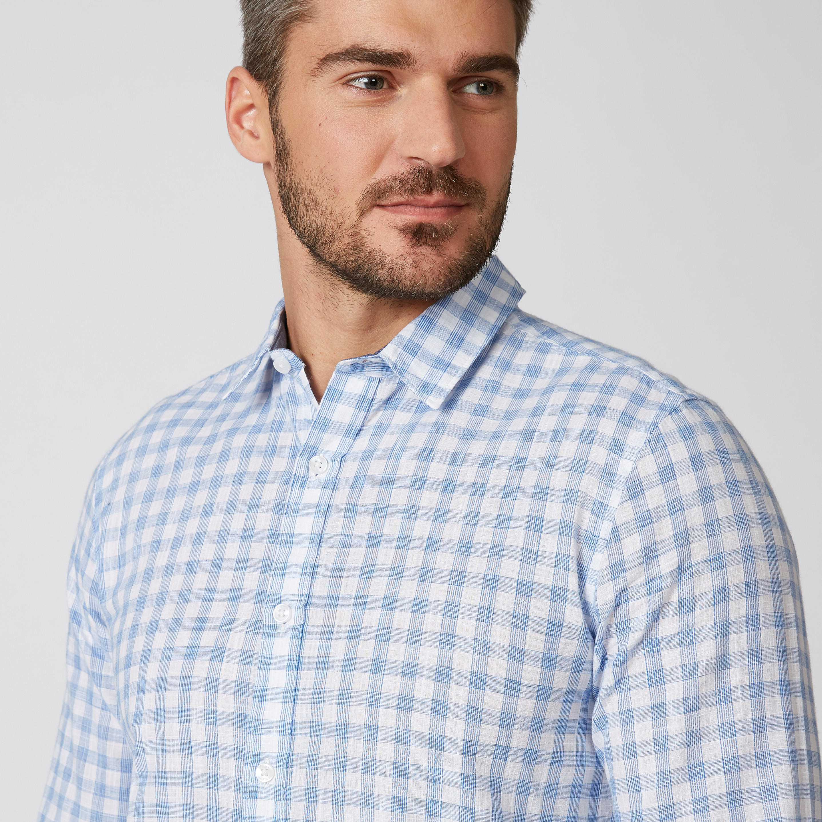 قميص كاروهات بياقة عاديّة وأكمام طويلة-men-clothing-shirts-image-4