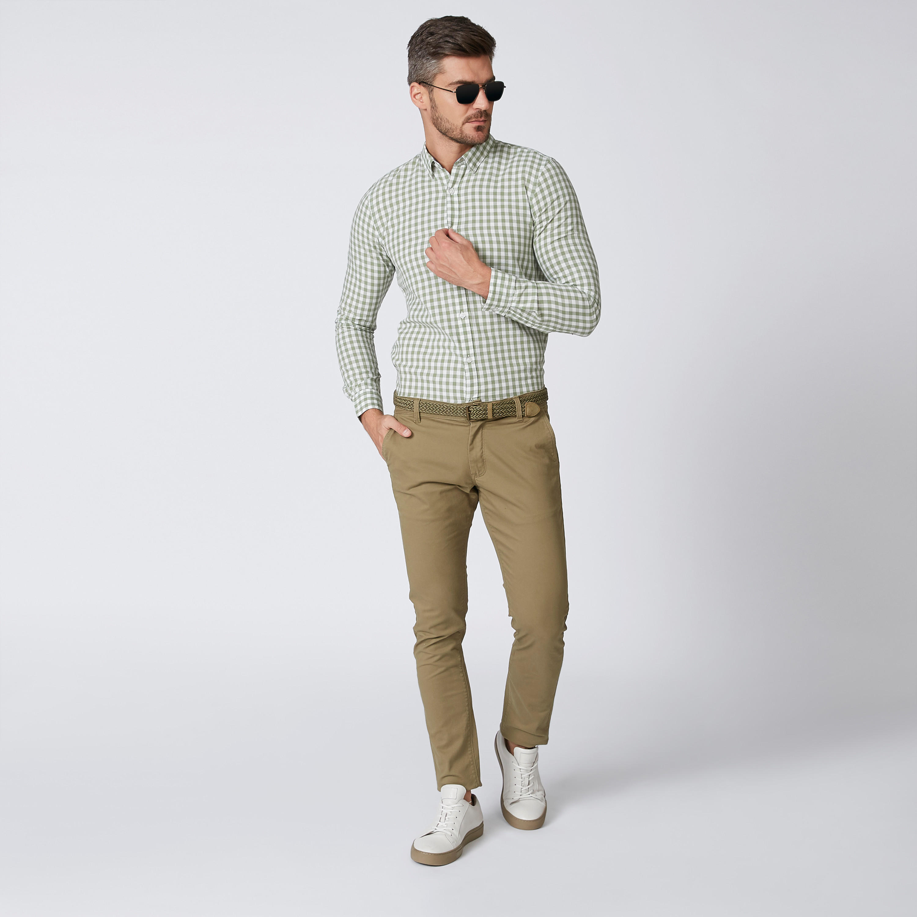 قميص كاروهات بياقة عاديّة وأكمام طويلة-men-clothing-shirts-image-2