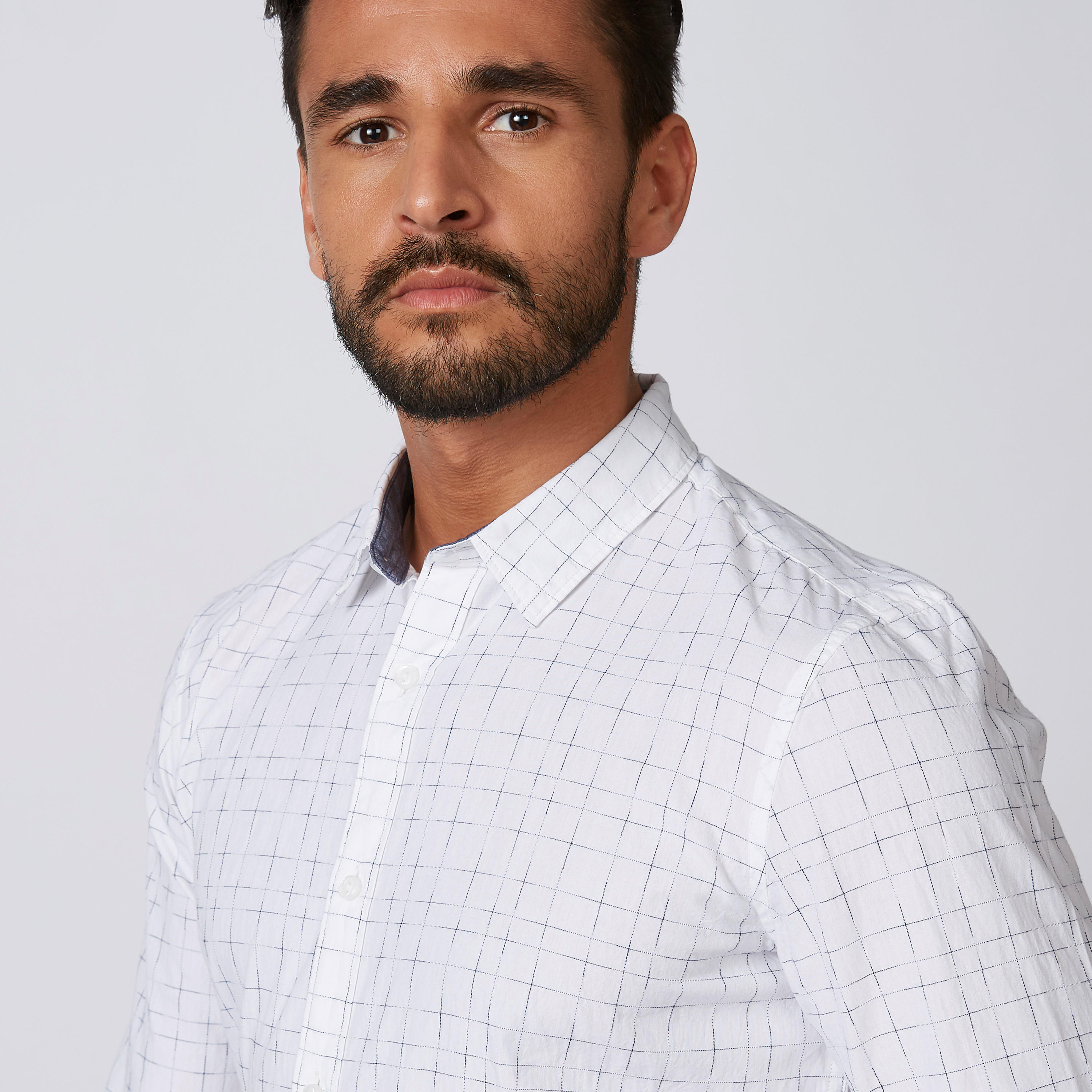 Chequered Shirt with Spread Collar and Long Sleeves-men-clothing-shirts-image-4