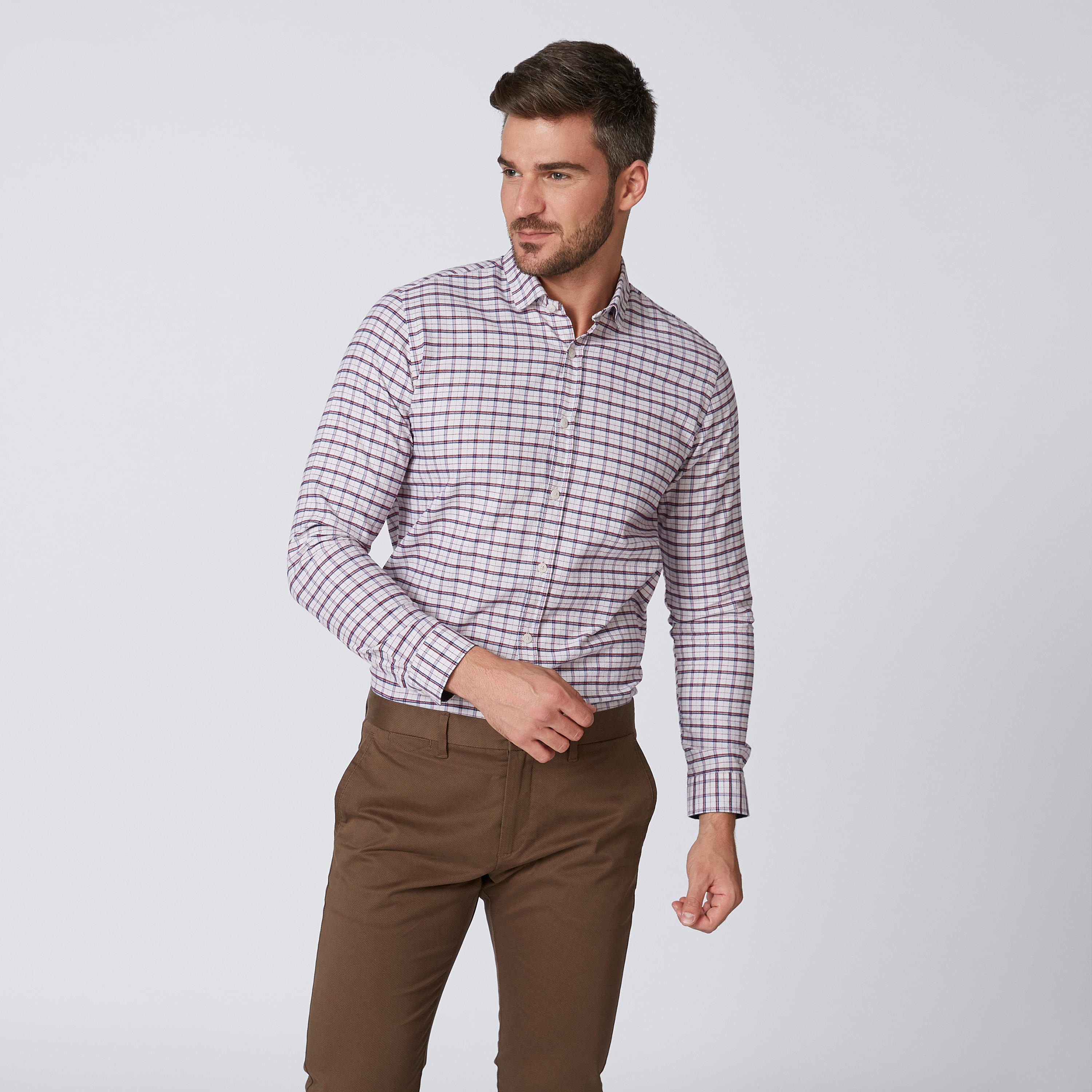 قميص كاروهات بياقة عاديّة وأكمام طويلة-men-clothing-shirts-image-4