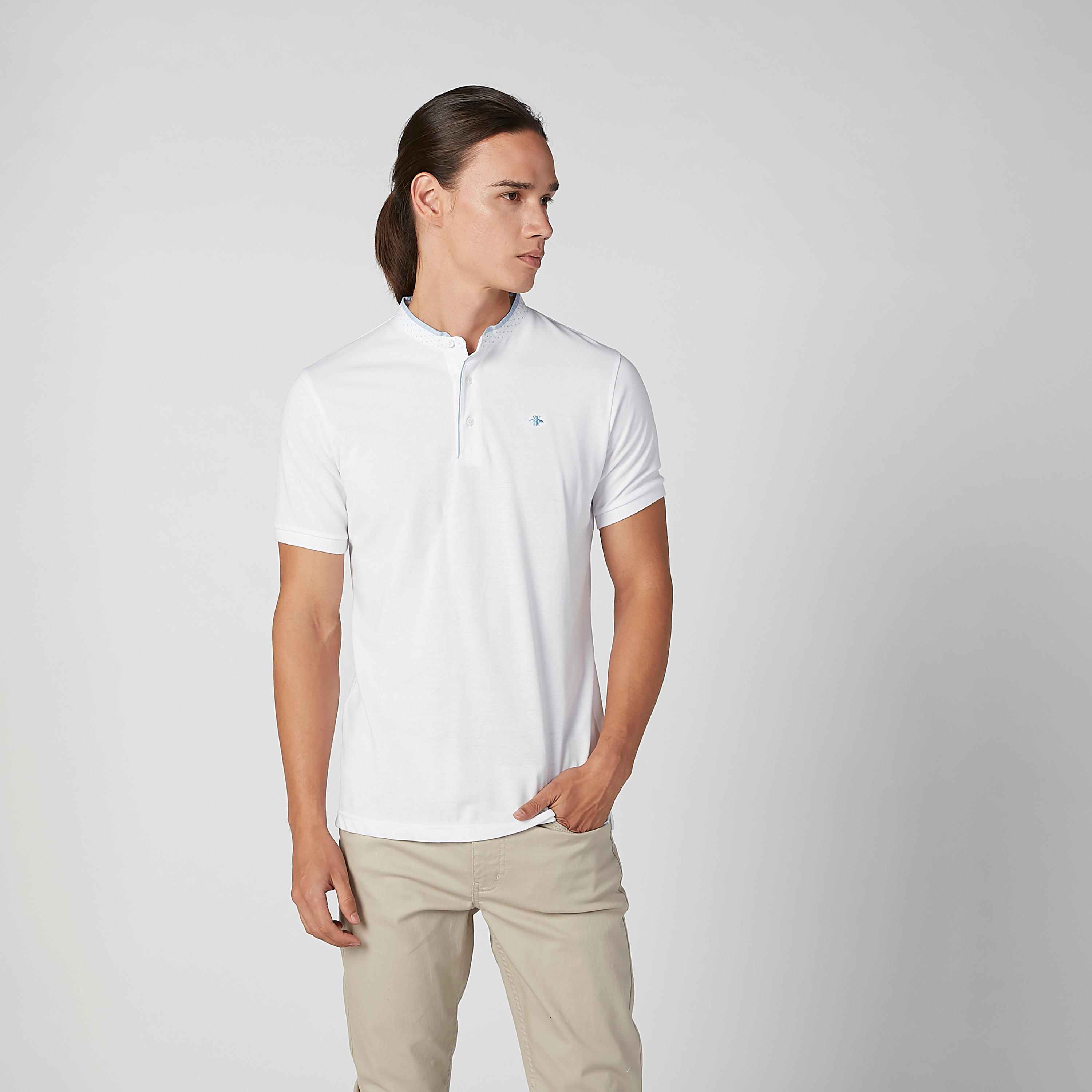 تيشيرت مستدام بارز الملمس سليم بياقة هينلي -men-clothing-tshirtsandpolos-tshirts-image-2