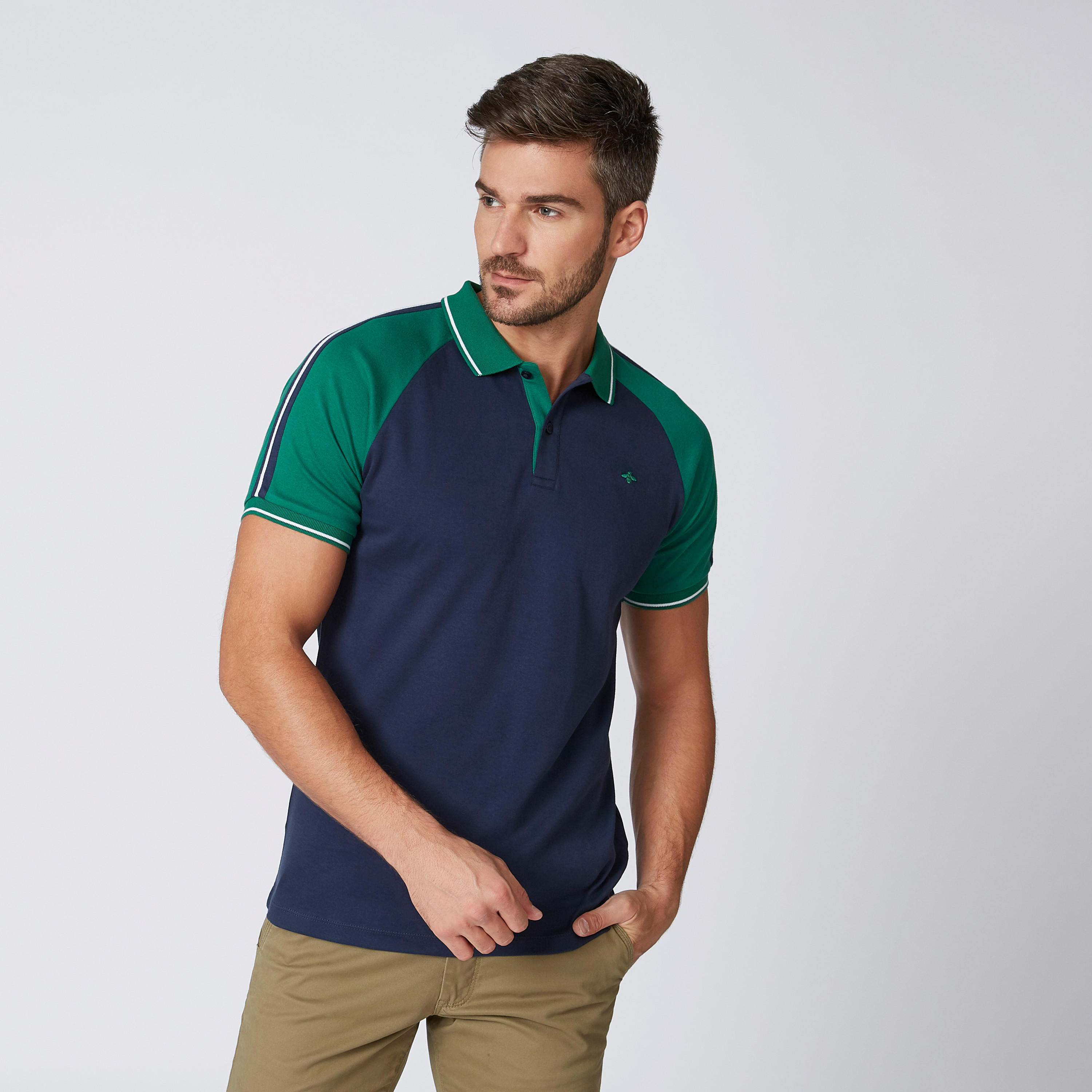 تيشيرت مستدام سادة بقصّة سليم وياقة بولو وأكمام مغايرة -men-clothing-tshirtsandpolos-polos-image-1