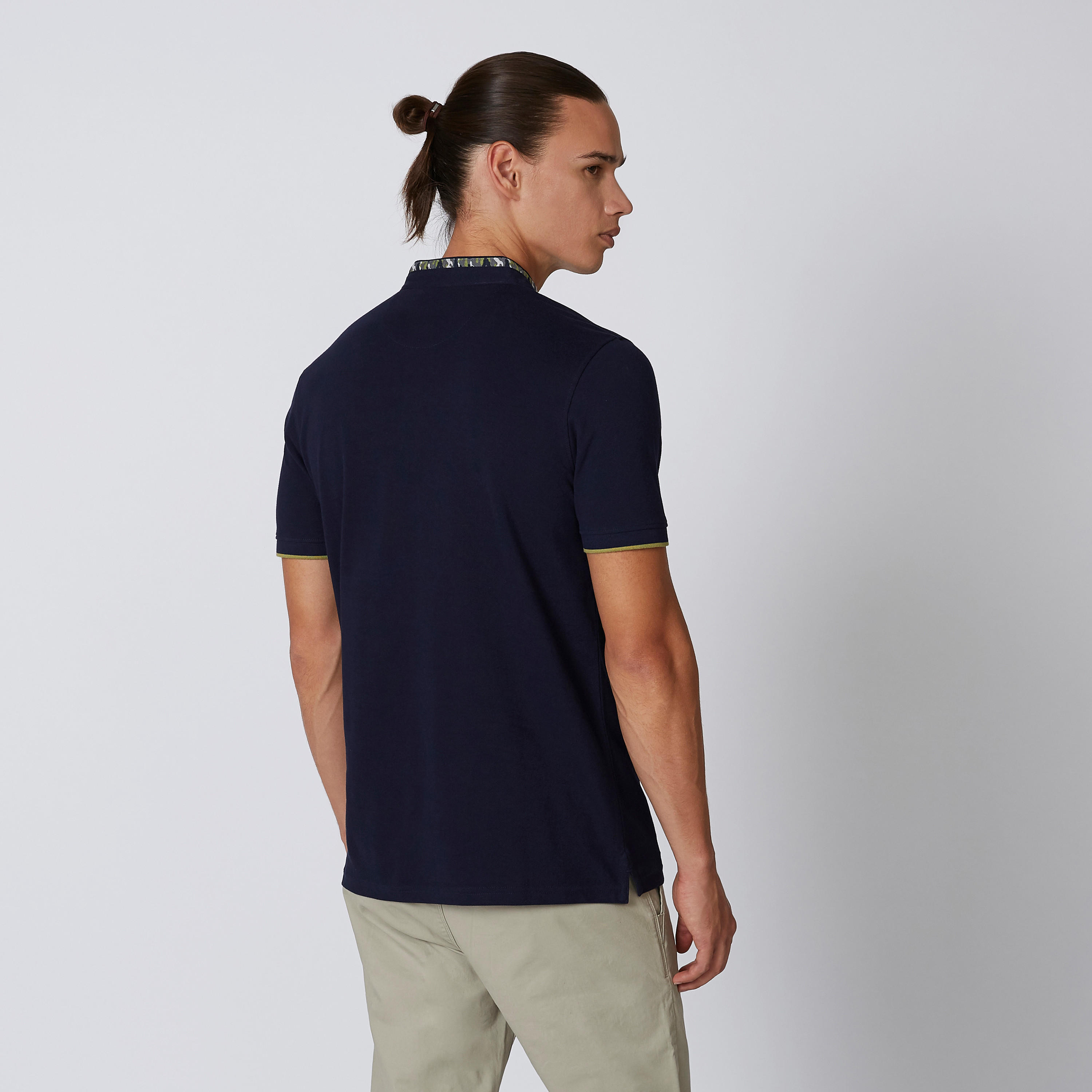 Sustainable Slim Fit Plain T-shirt with Printed Mandarin Collar-men-clothing-tshirtsandpolos-polos-image-2