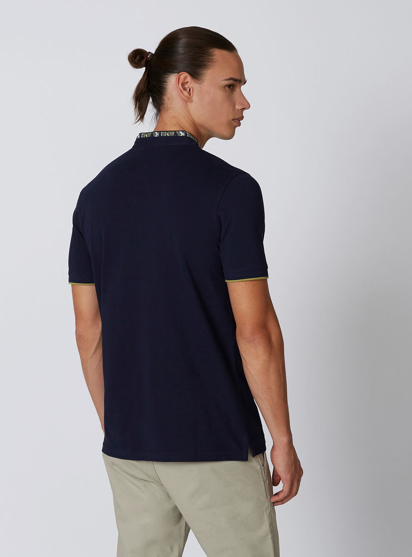 Sustainable Slim Fit Plain T-shirt with Printed Mandarin Collar-men-clothing-tshirtsandpolos-polos-image-2