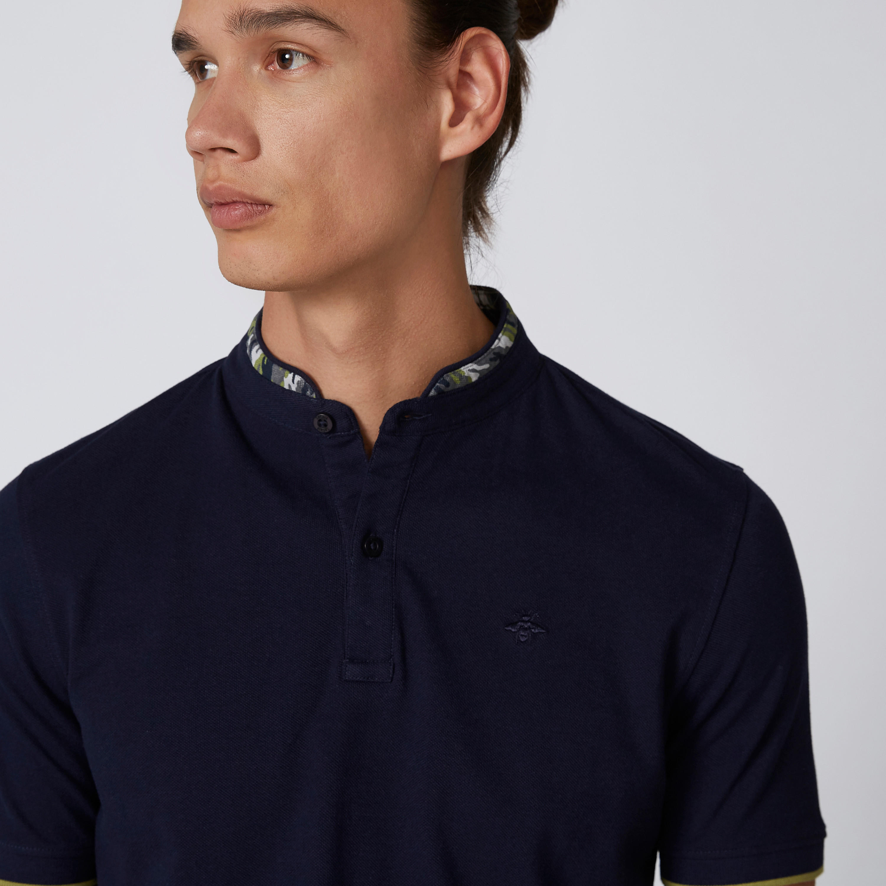 Sustainable Slim Fit Plain T-shirt with Printed Mandarin Collar-men-clothing-tshirtsandpolos-polos-image-3