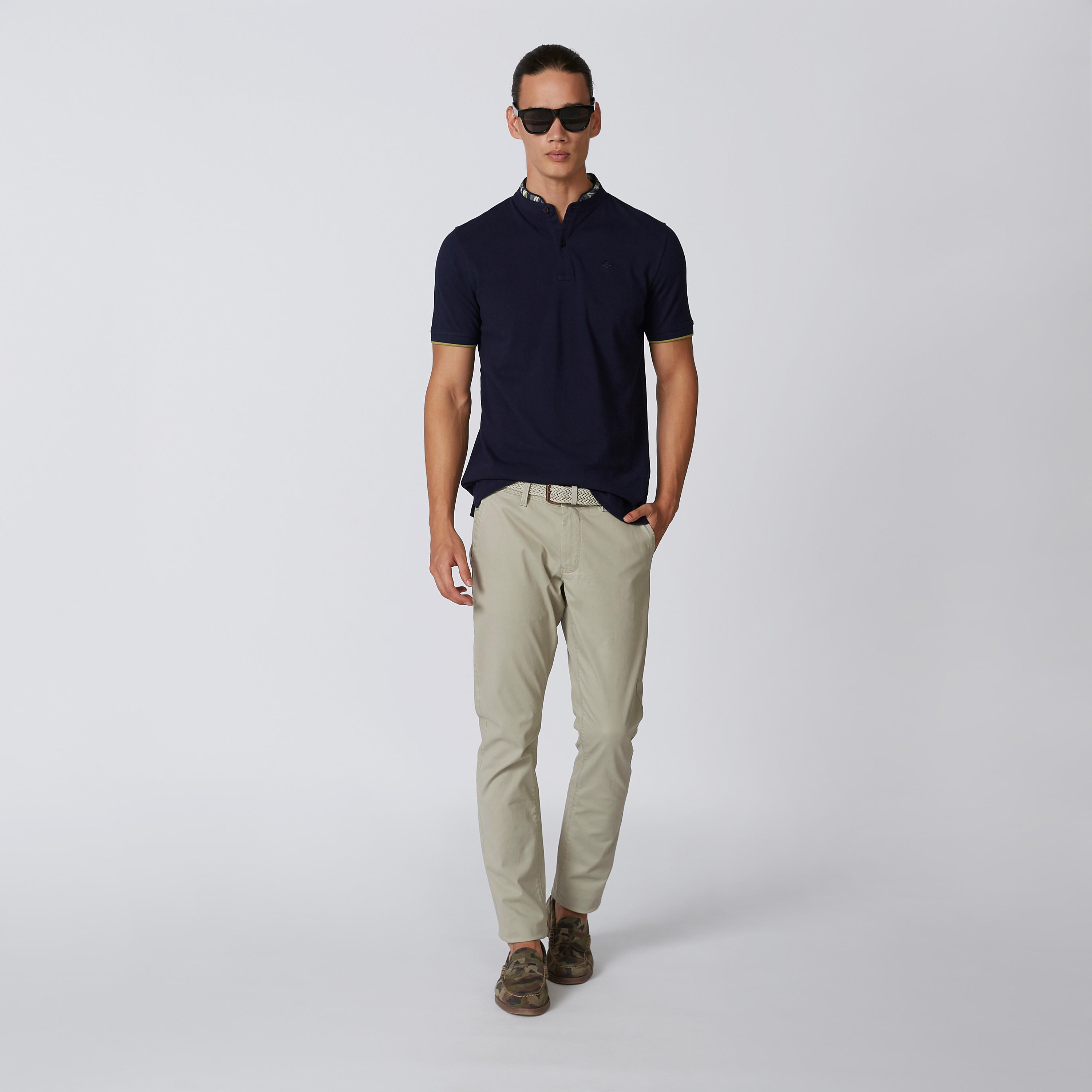 Sustainable Slim Fit Plain T-shirt with Printed Mandarin Collar-men-clothing-tshirtsandpolos-polos-image-4