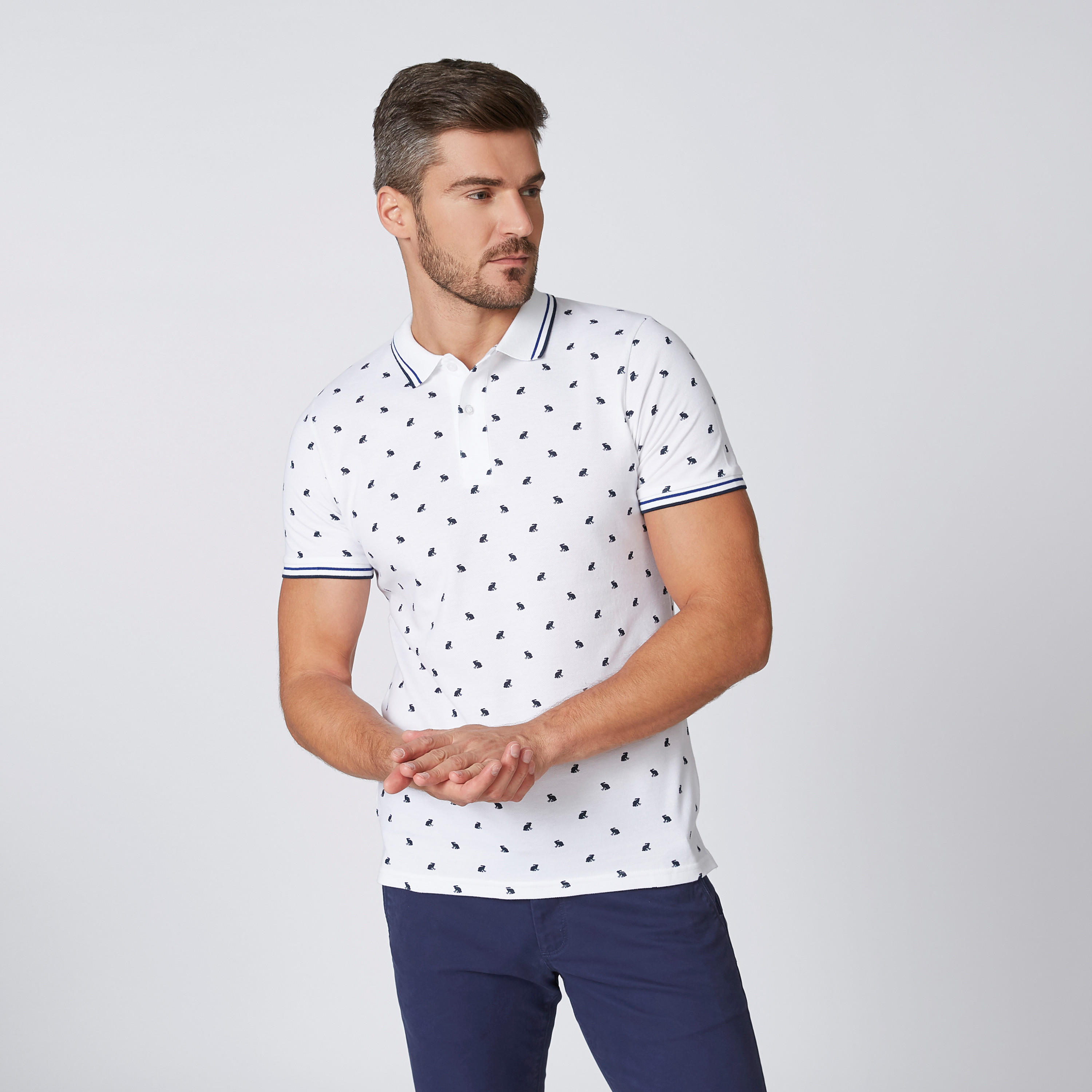 تيشيرت مستدامة سليم بياقة بولو وأكمام قصيرة وطبعات -men-clothing-tshirtsandpolos-polos-image-1