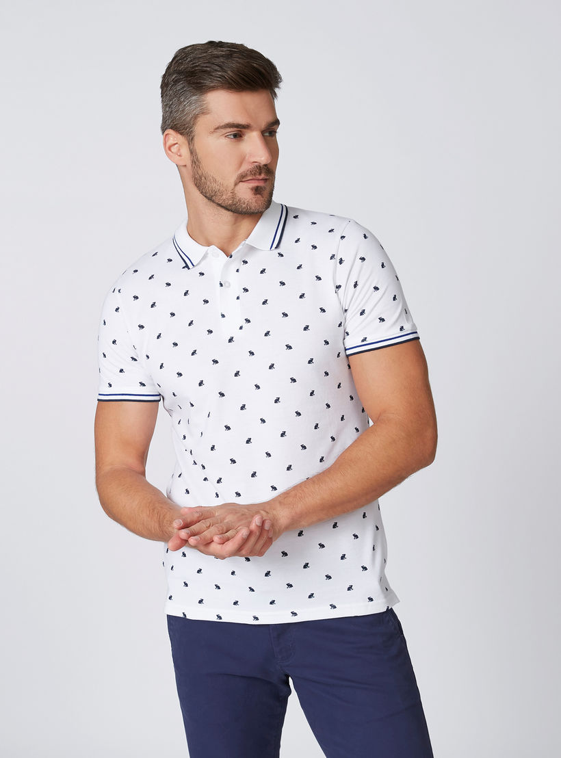 تيشيرت مستدامة سليم بياقة بولو وأكمام قصيرة وطبعات -men-clothing-tshirtsandpolos-polos-image-1
