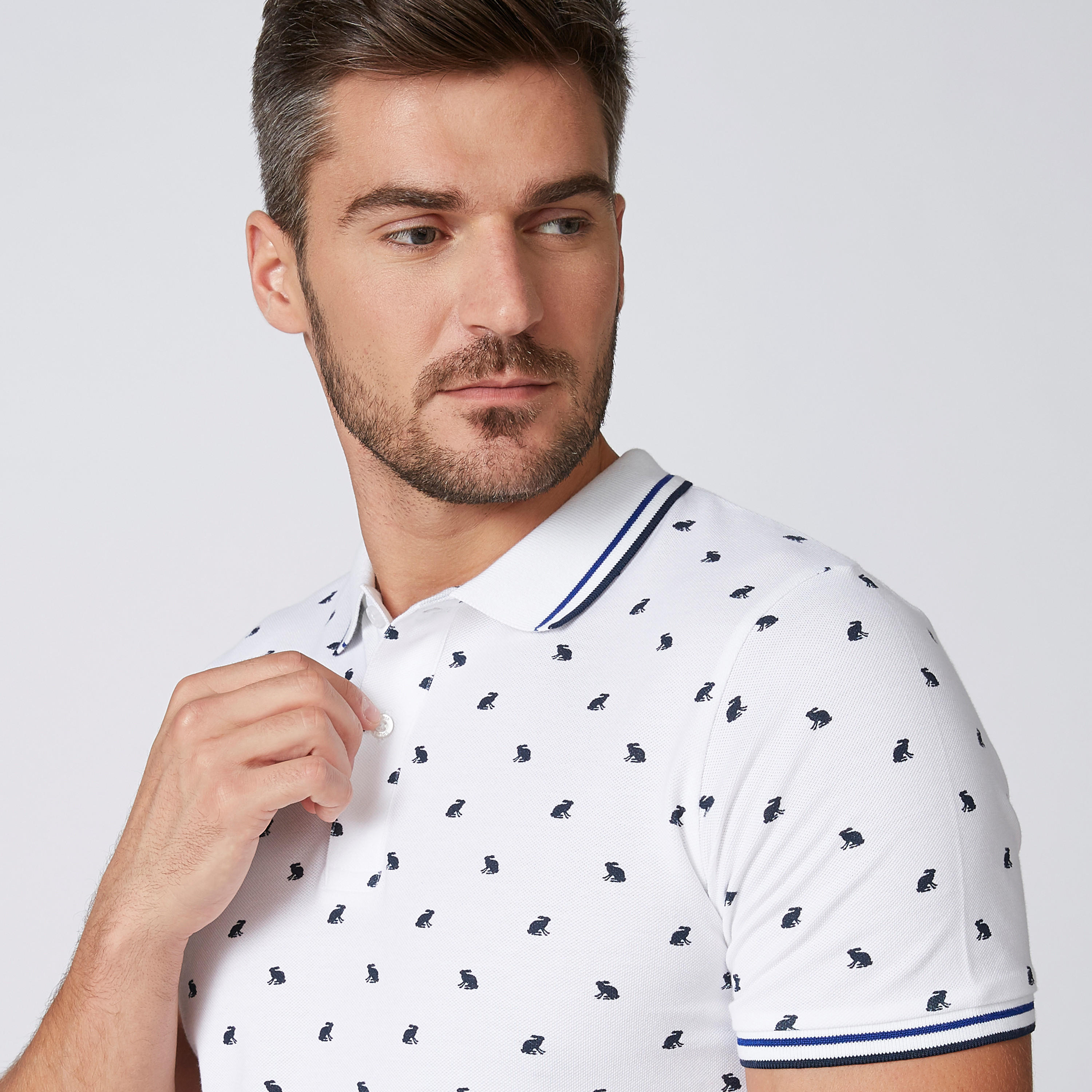 تيشيرت مستدامة سليم بياقة بولو وأكمام قصيرة وطبعات -men-clothing-tshirtsandpolos-polos-image-3